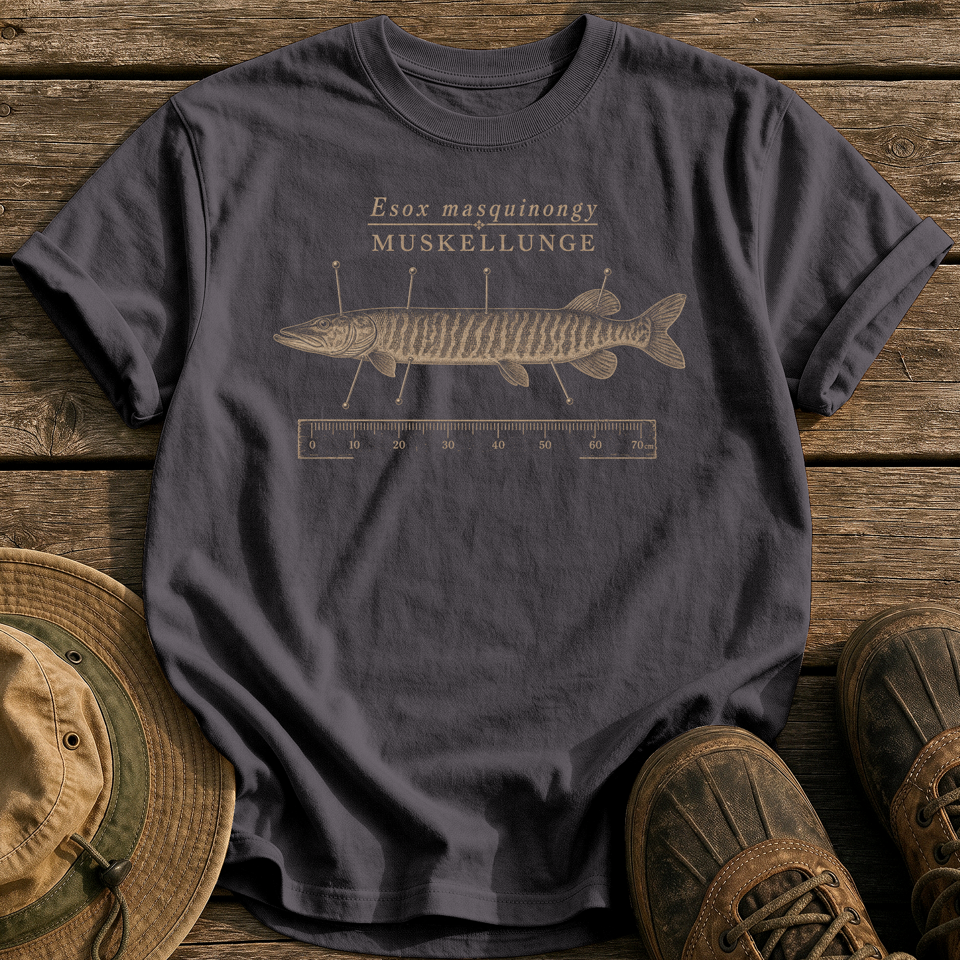 Muskellunge tee - Graphite - front