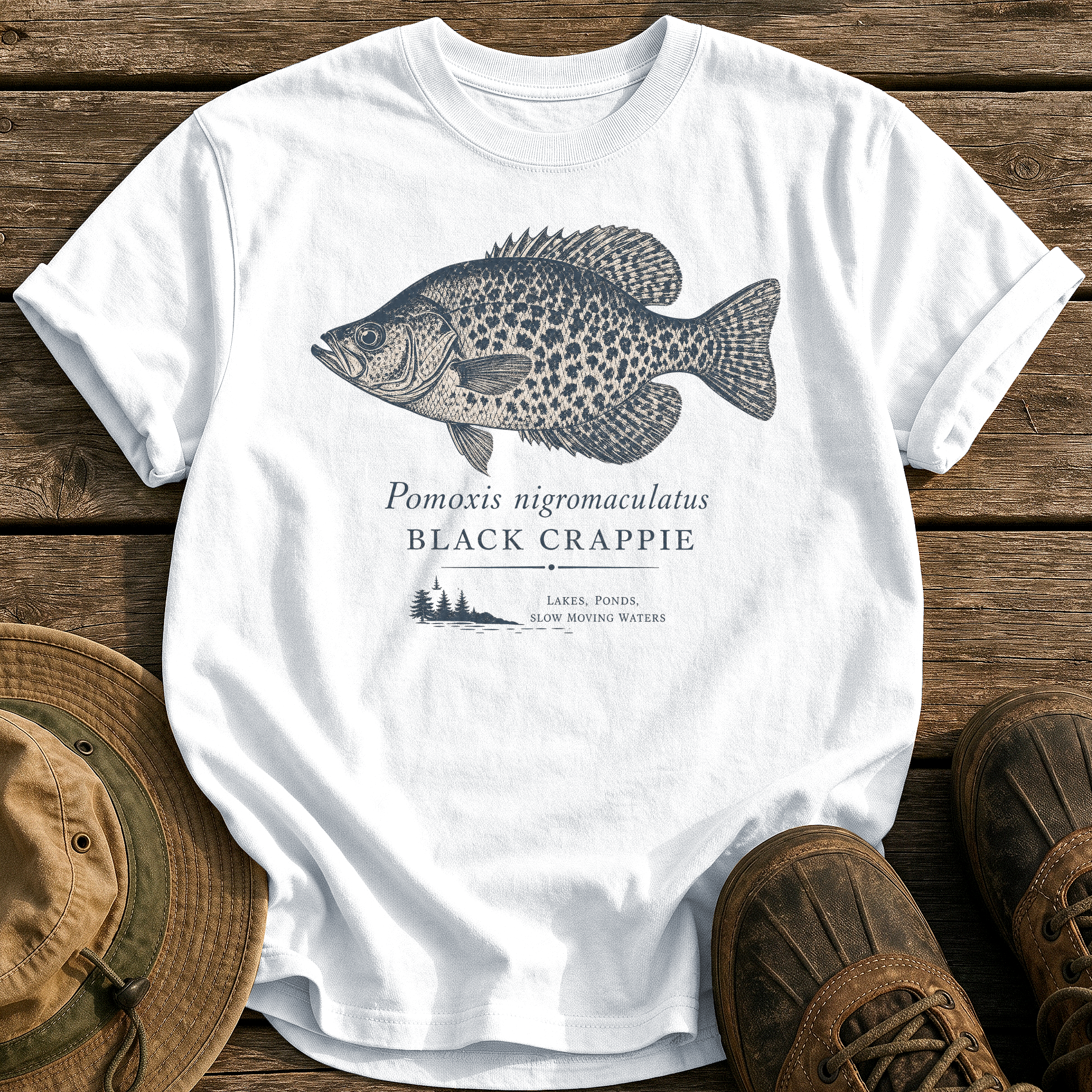 Black Crappie tee - White - front
