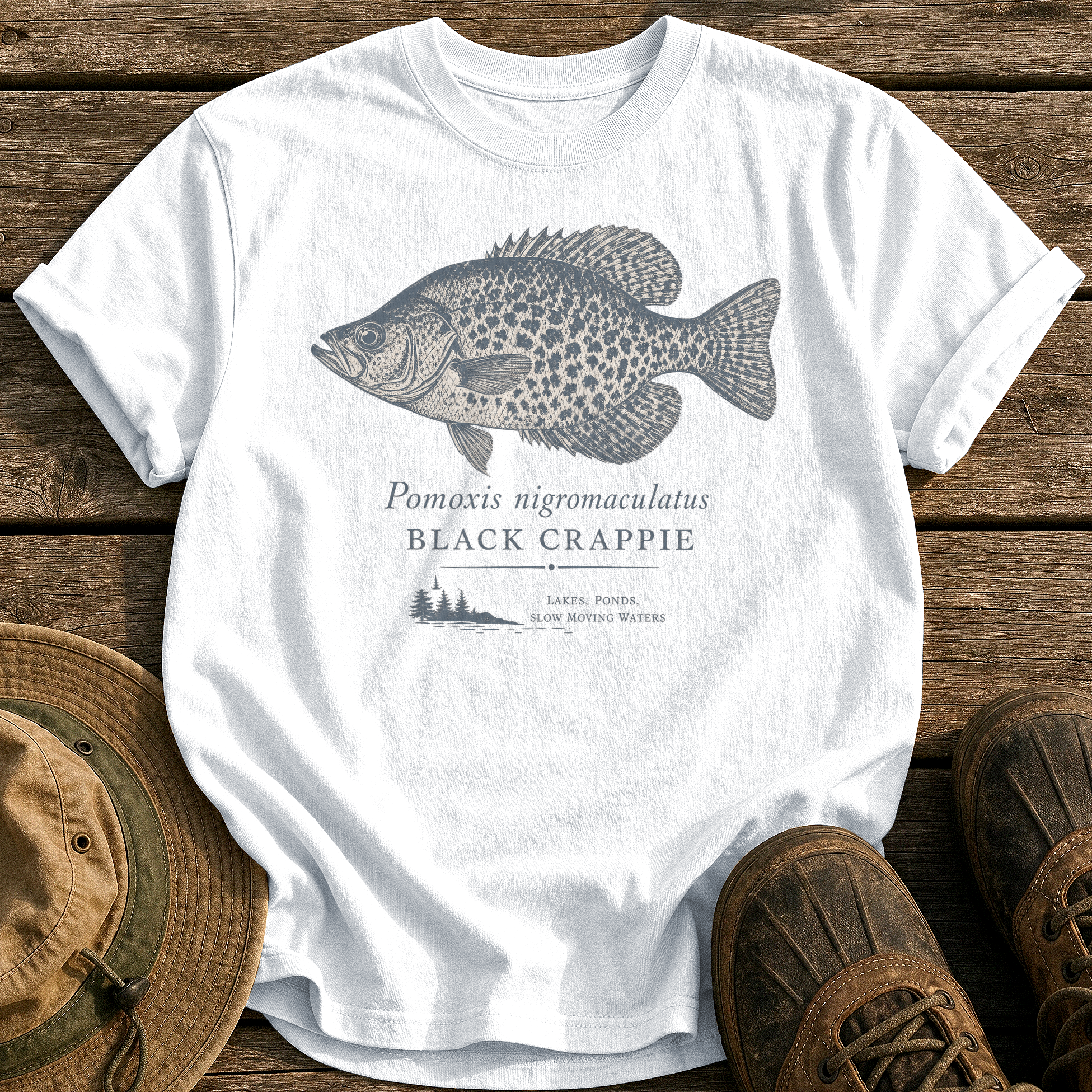 Black Crappie tee - White - front