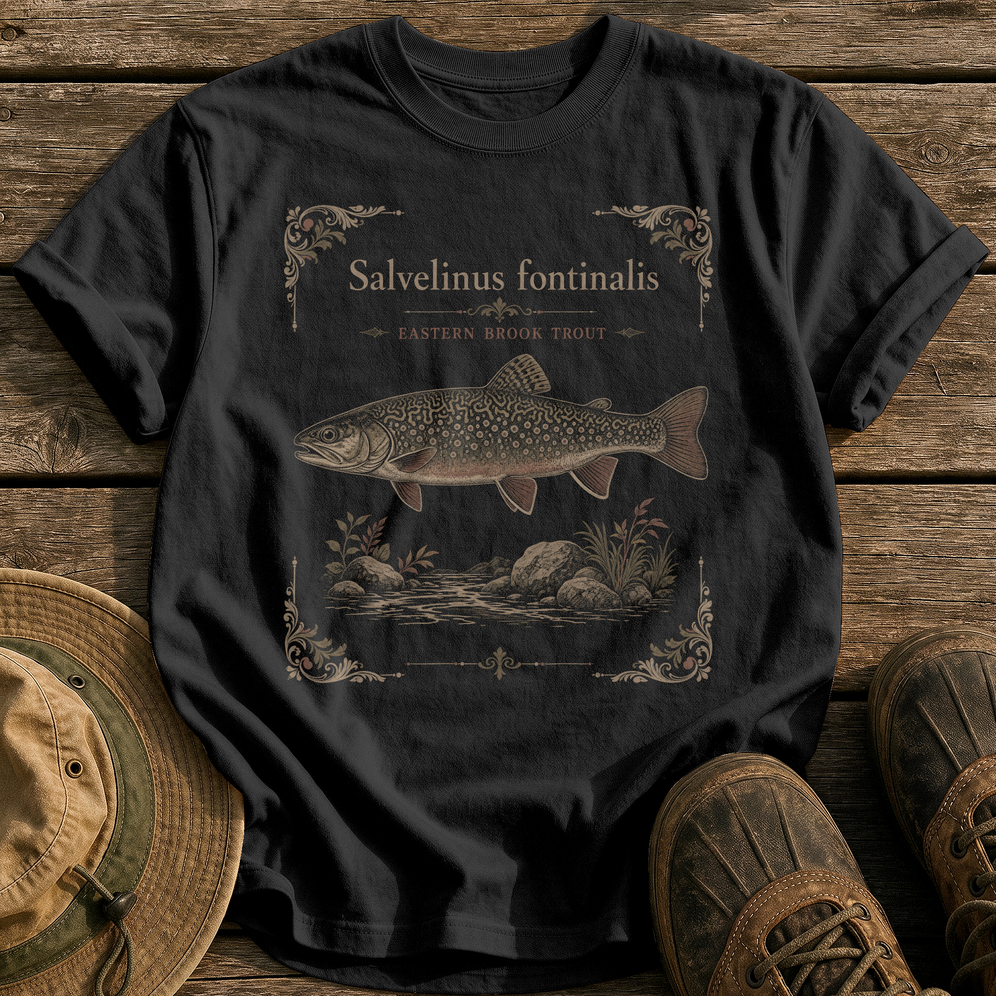 Brook Trout tee - Black - front