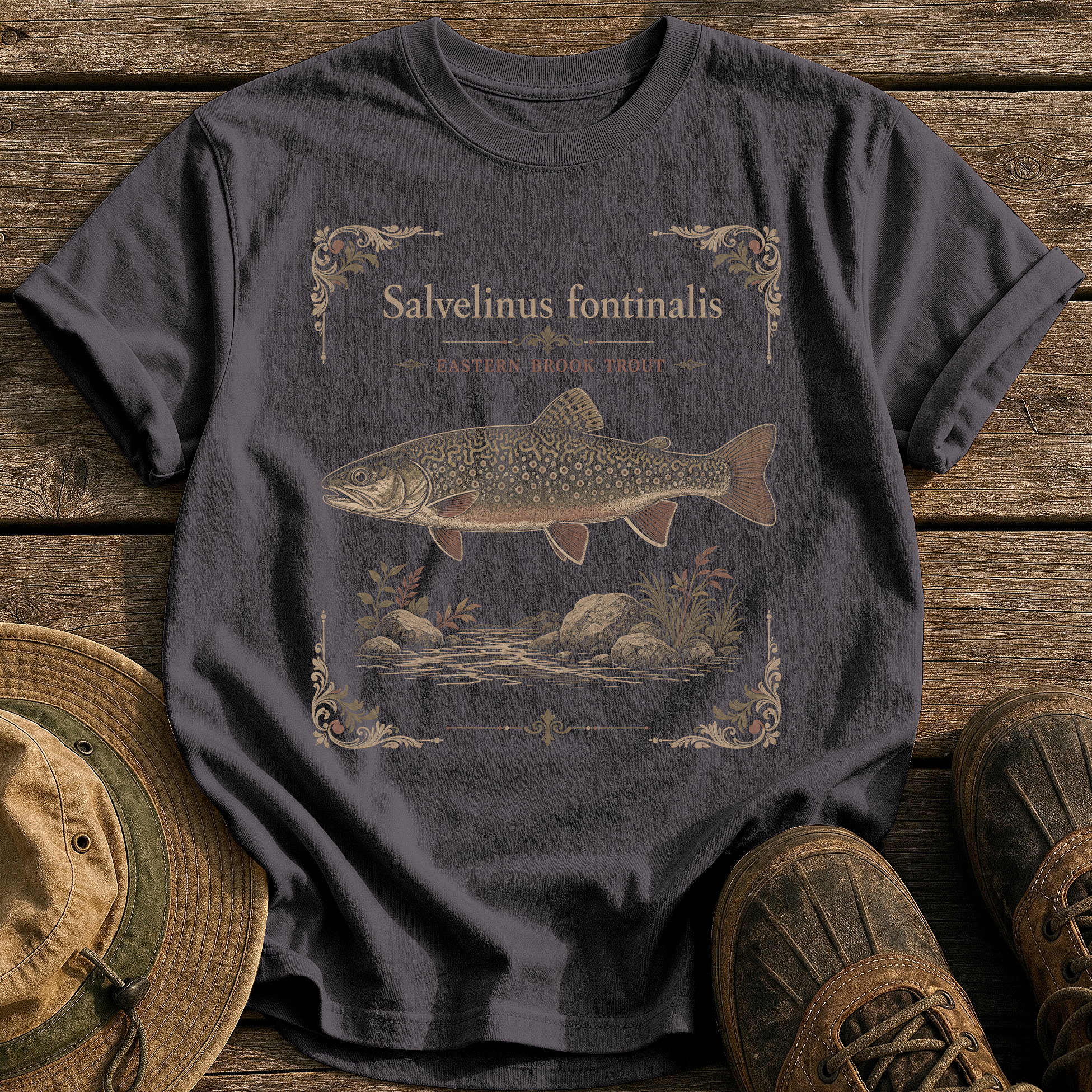 Brook Trout tee - Graphite - front