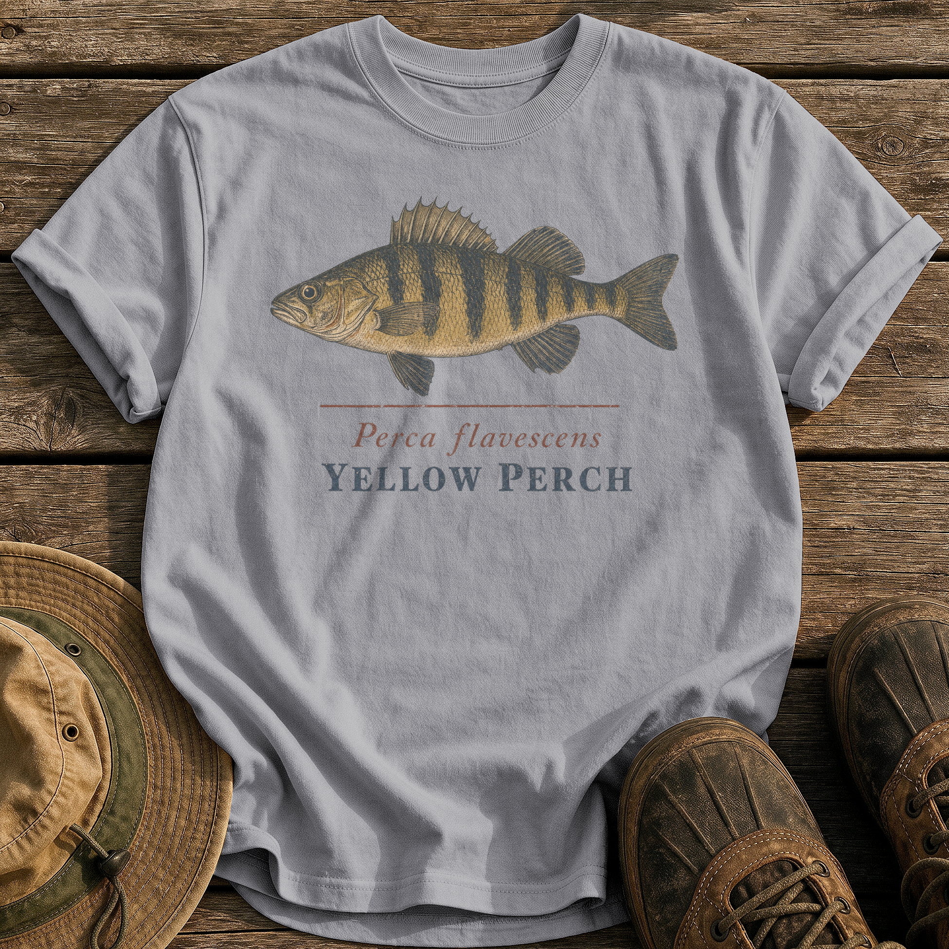 Yellow Perch tee - Grey - front