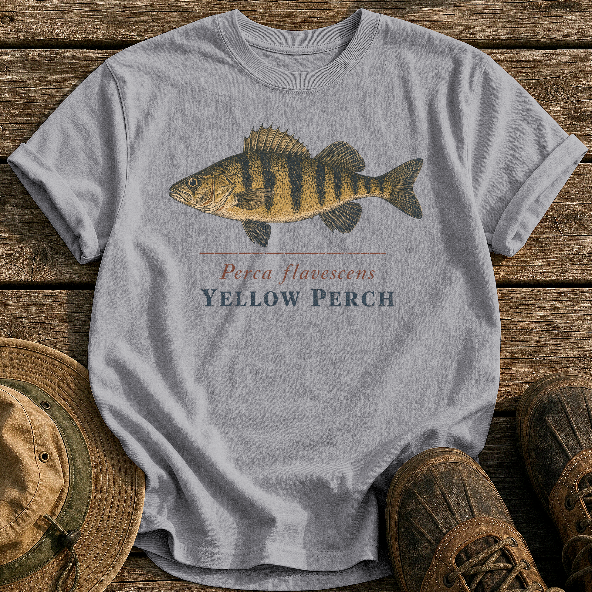Yellow Perch tee - Grey - front