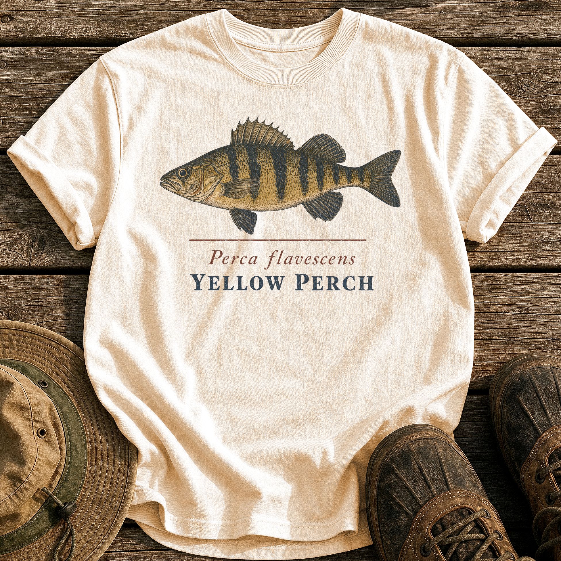 Yellow Perch tee - Ivory - front