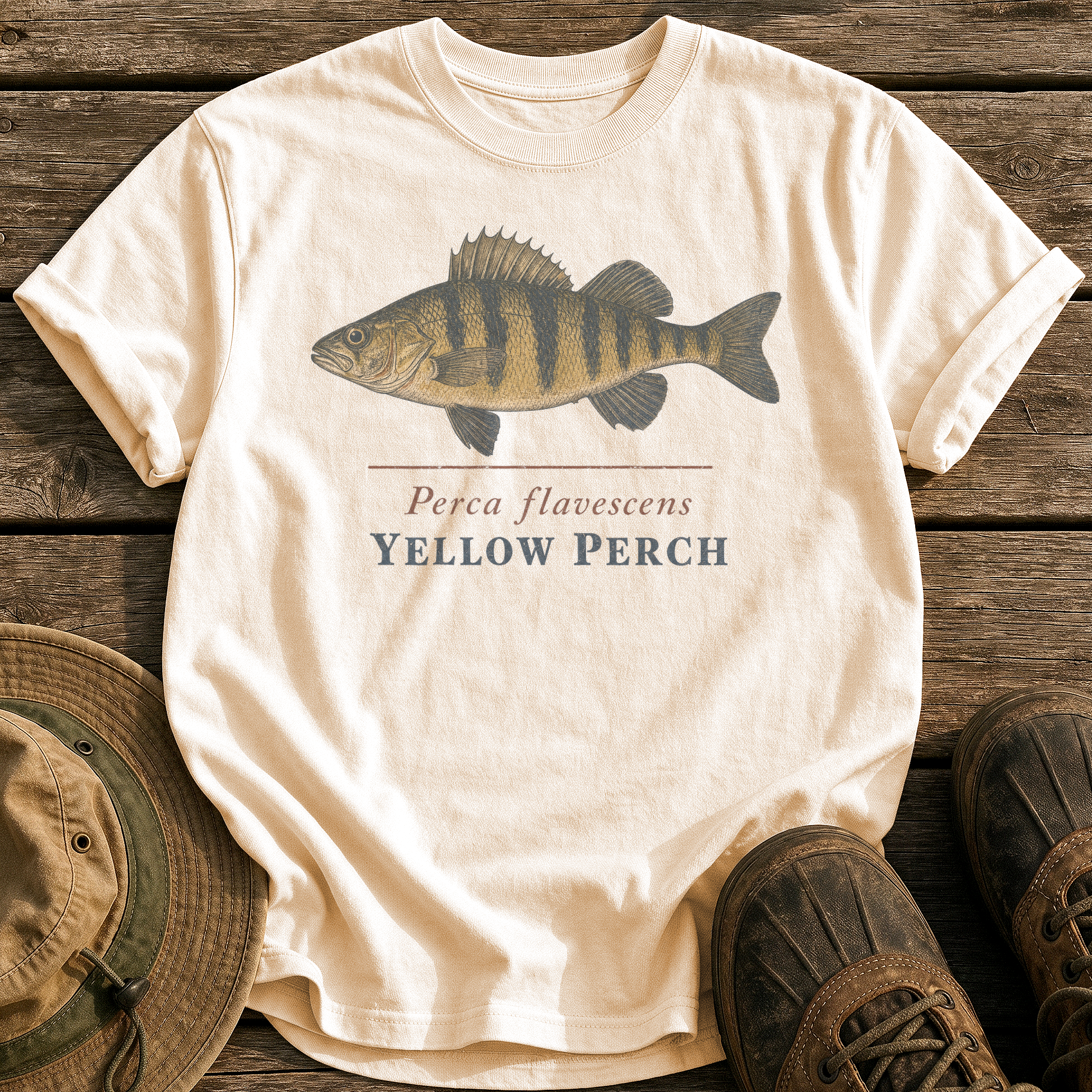 Yellow Perch tee - Ivory - front