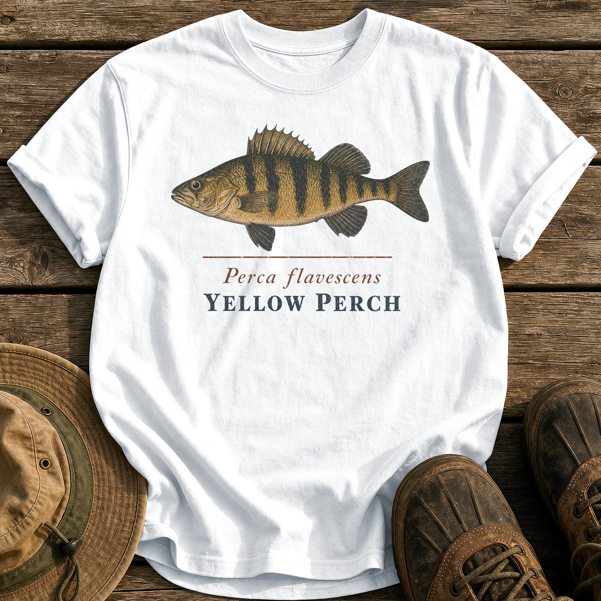 Yellow Perch tee - White - front