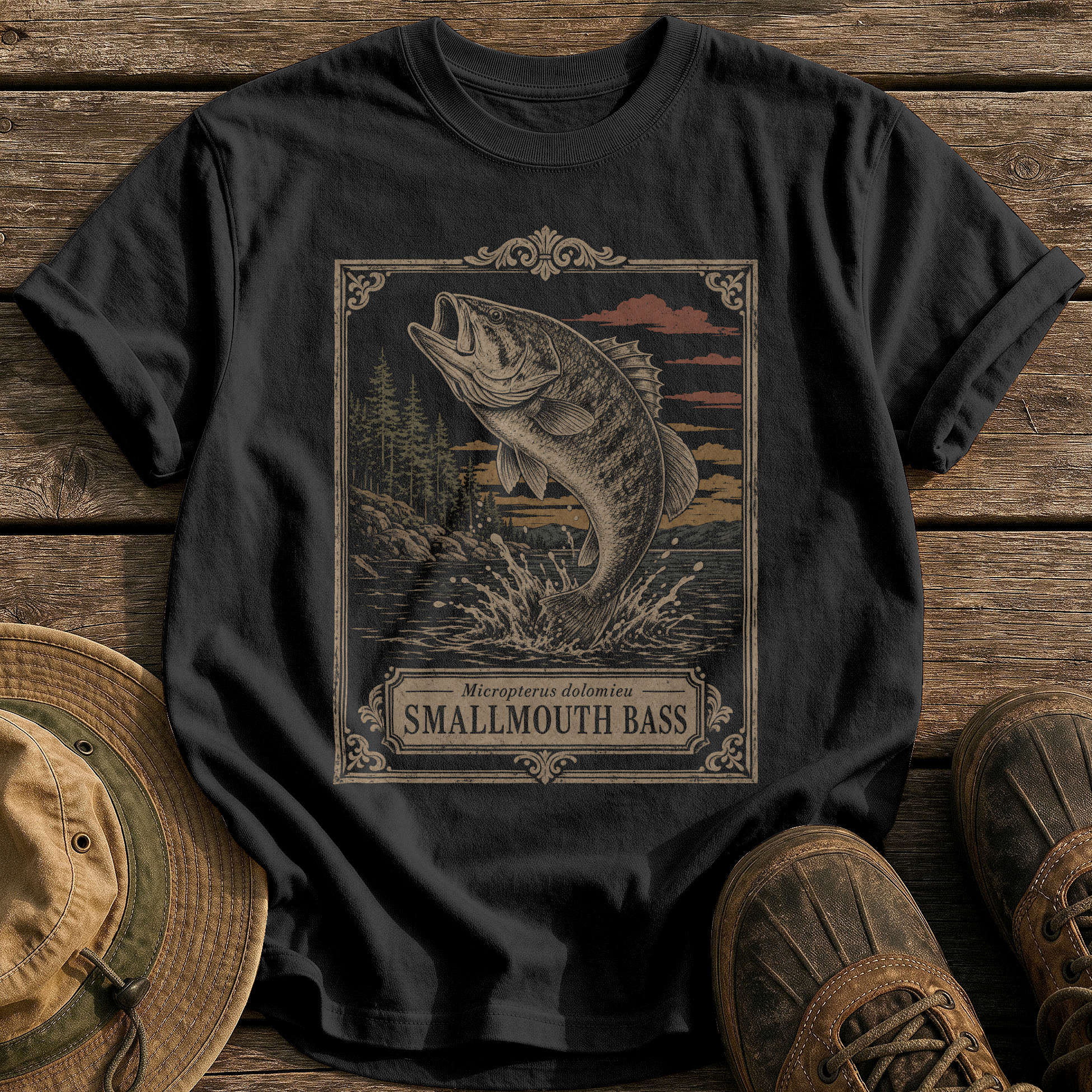 Smallmouth Bass tee - Black - front