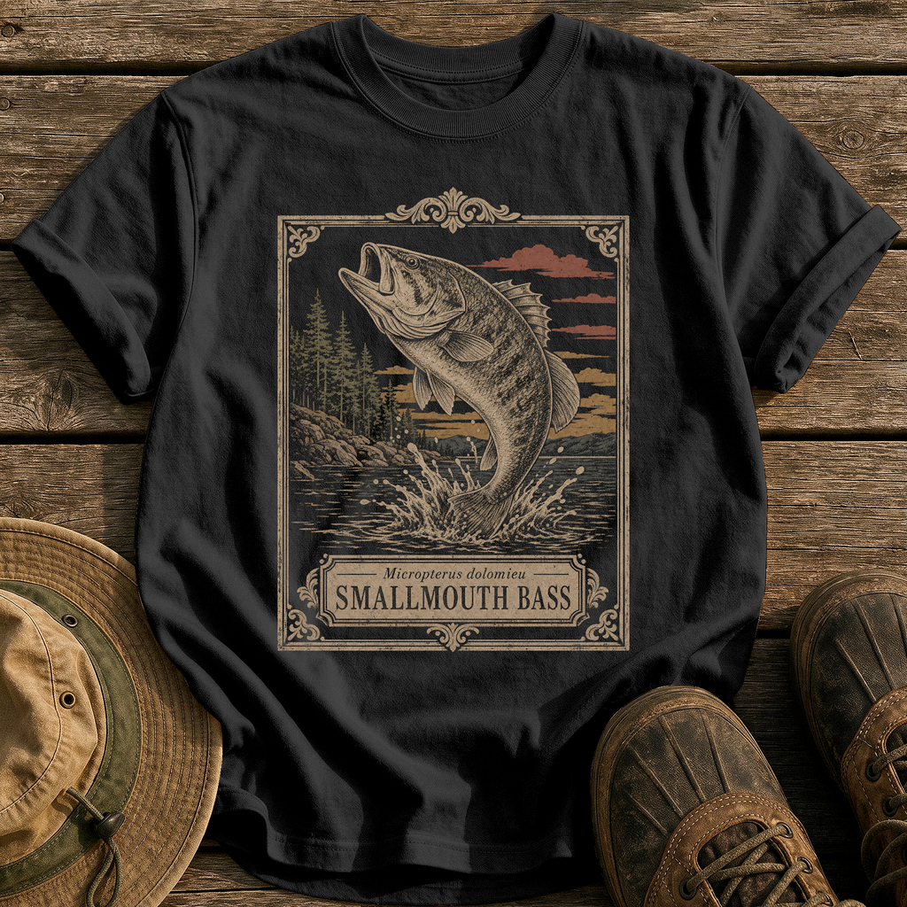 Smallmouth Bass tee - Black - front