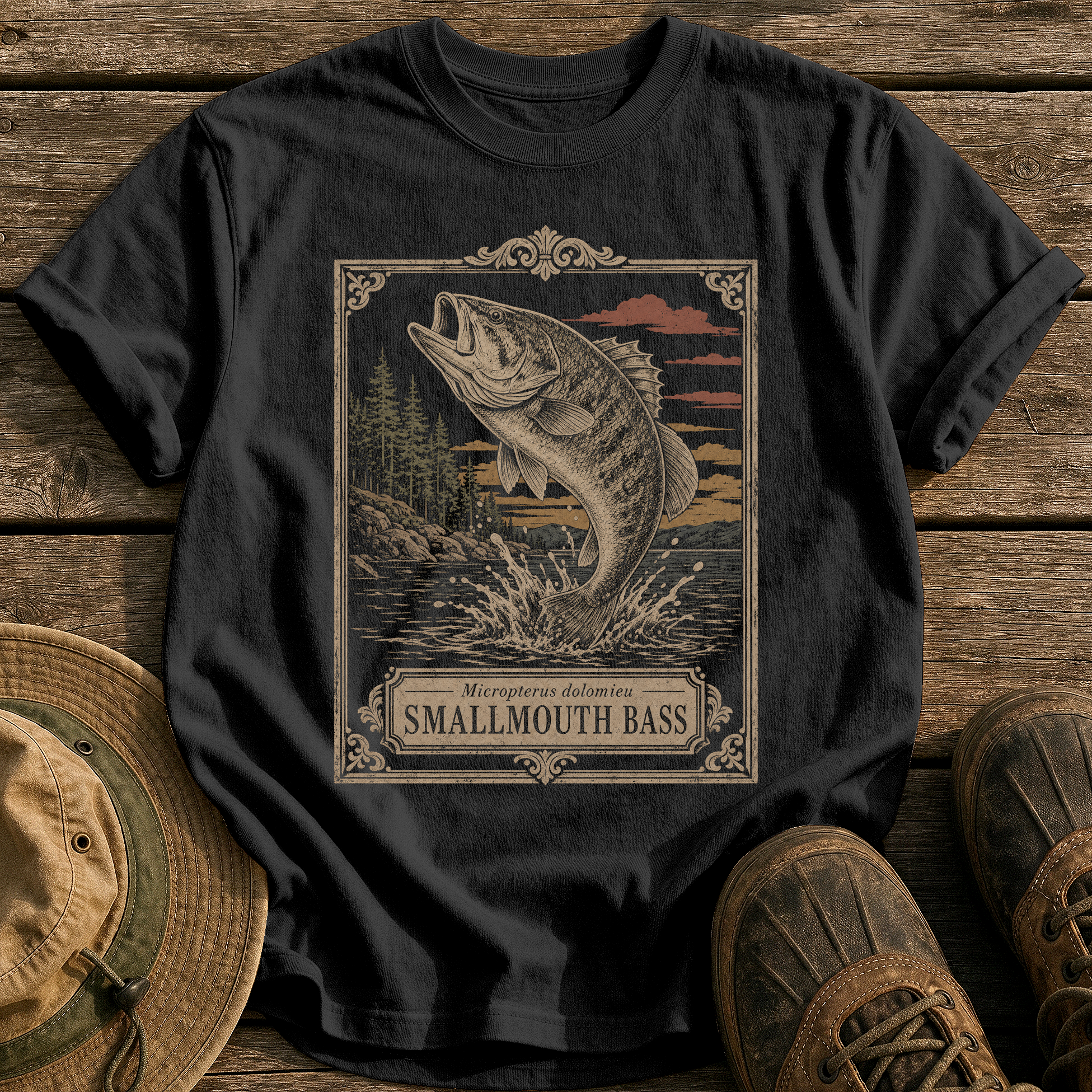 Smallmouth Bass tee - Black - front