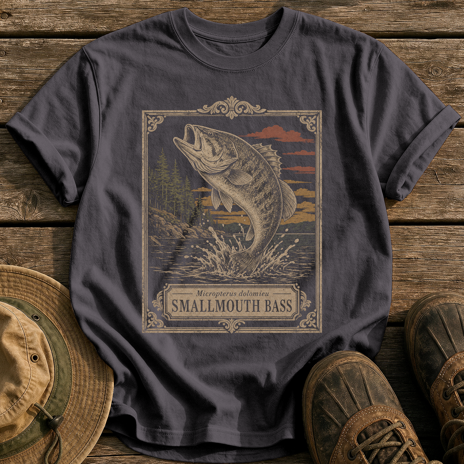 Smallmouth Bass tee - Graphite - front