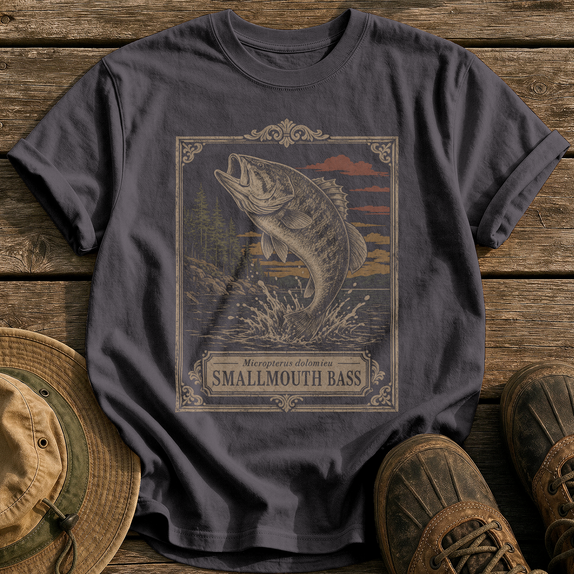 Smallmouth Bass tee - Graphite - front