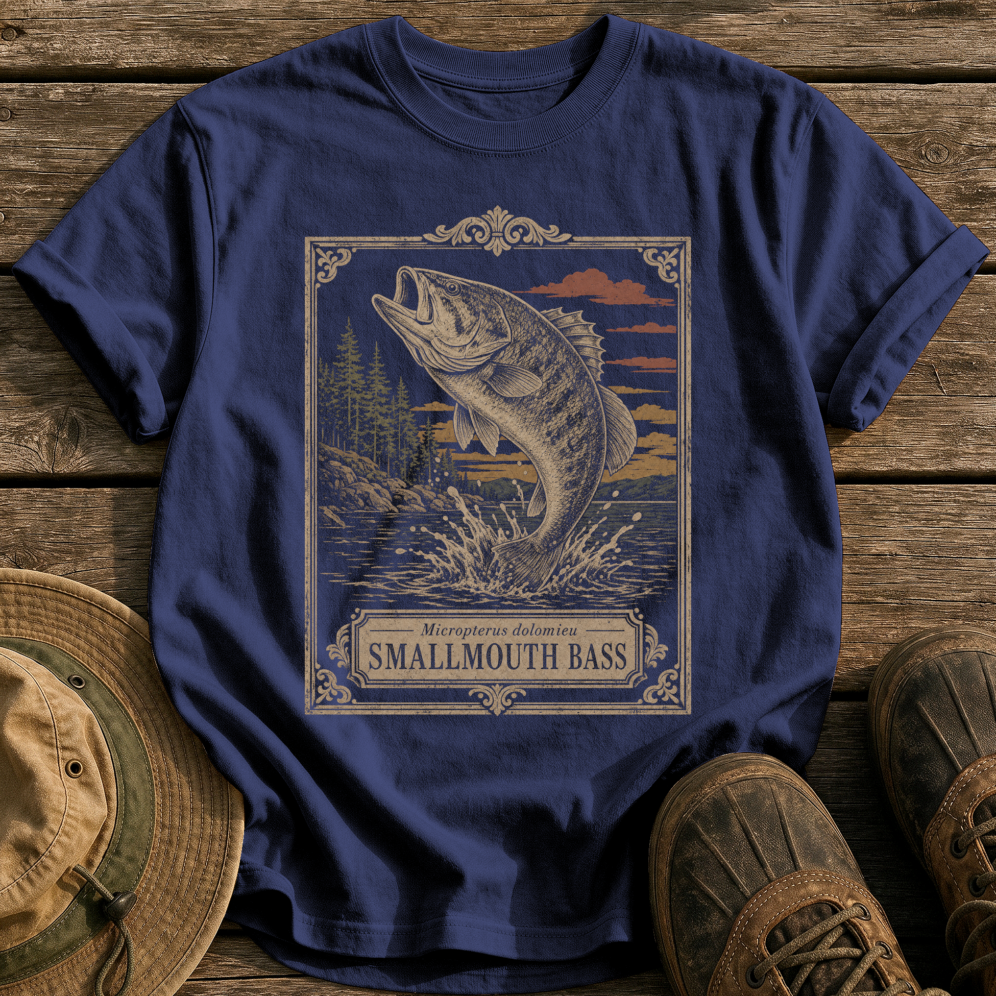 Smallmouth Bass tee - True Navy - front