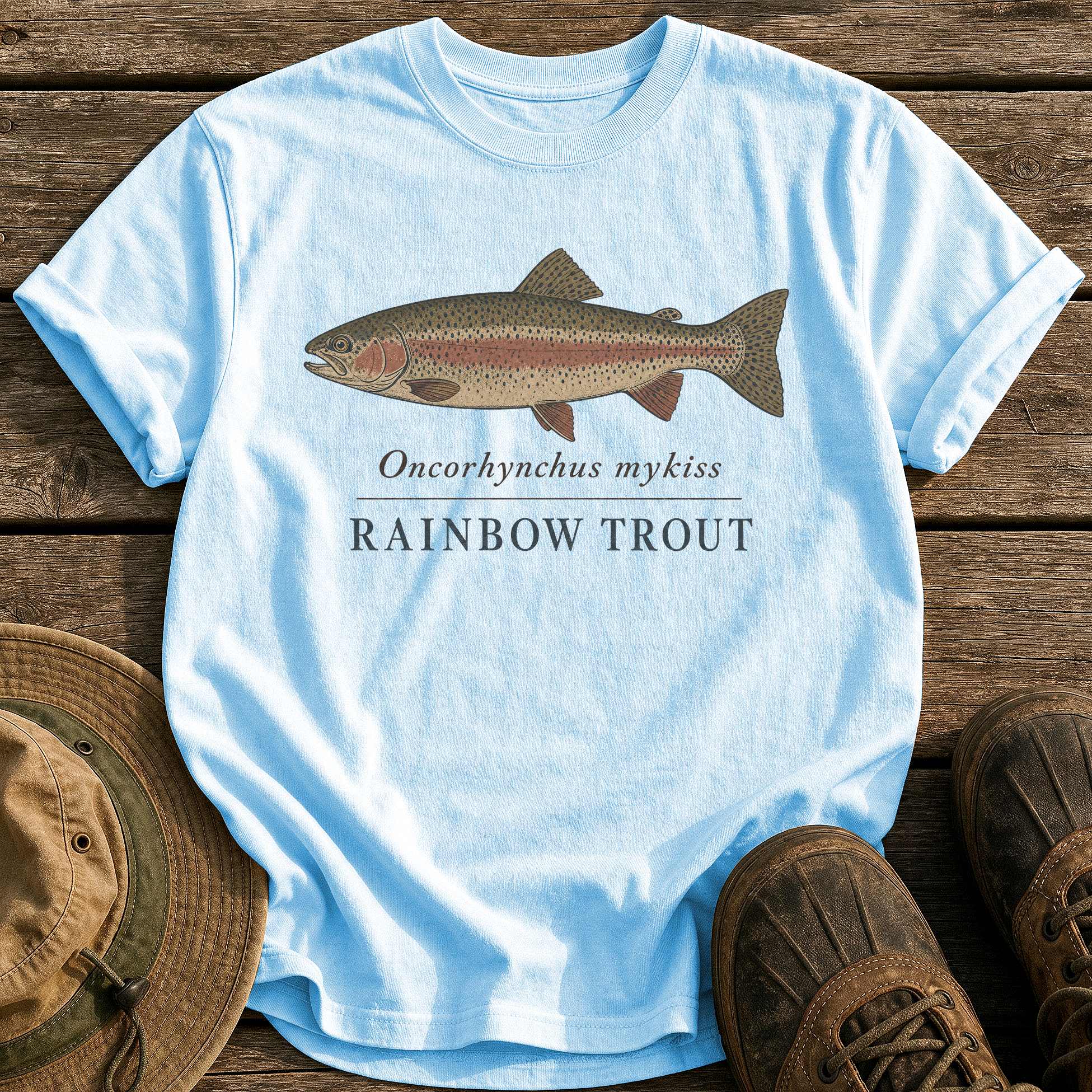 Rainbow Trout tee - Chambray - front
