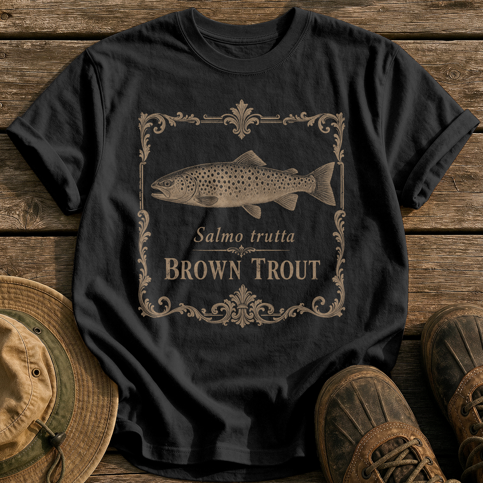 Brown Trout tee - Black - front