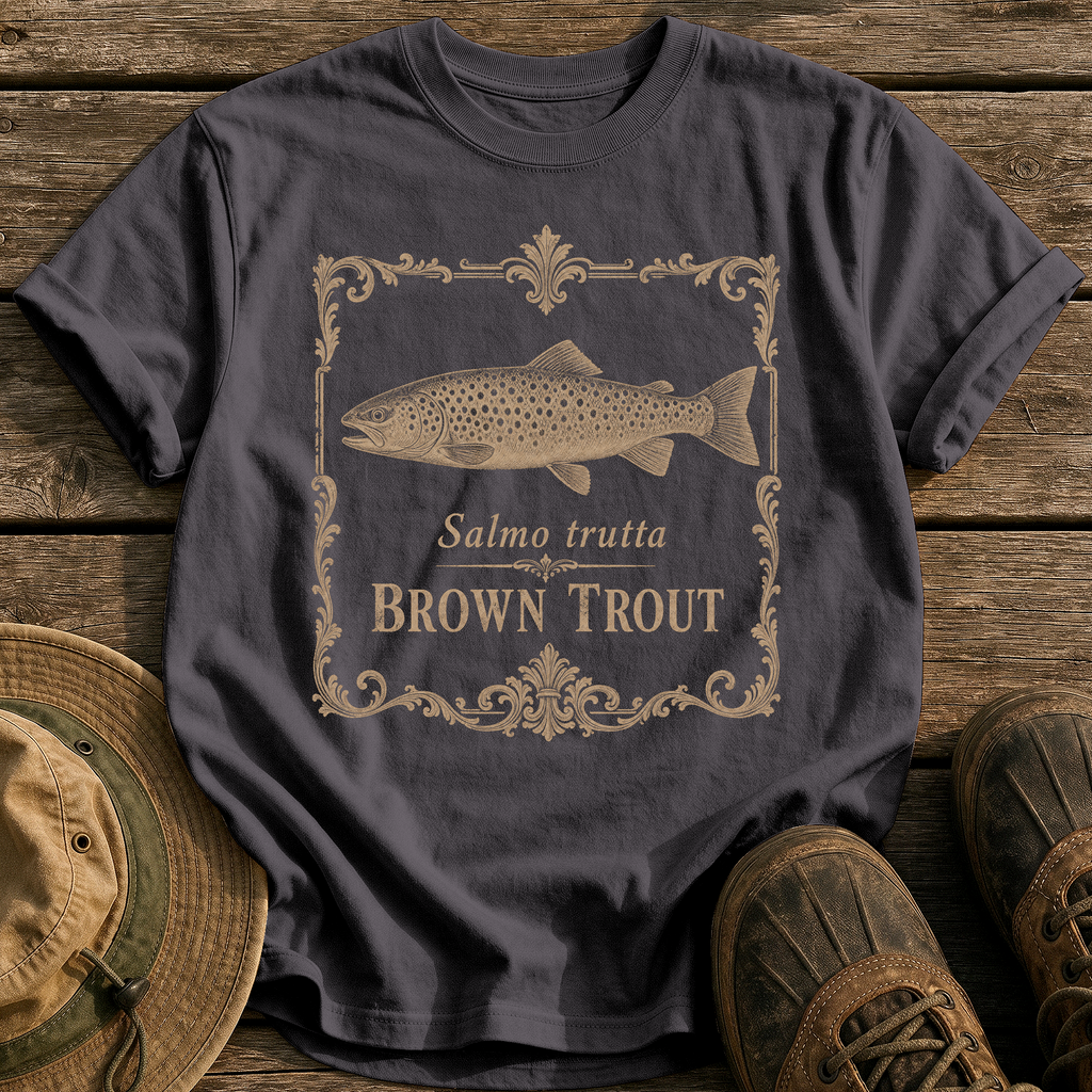 Brown Trout tee - Graphite - front
