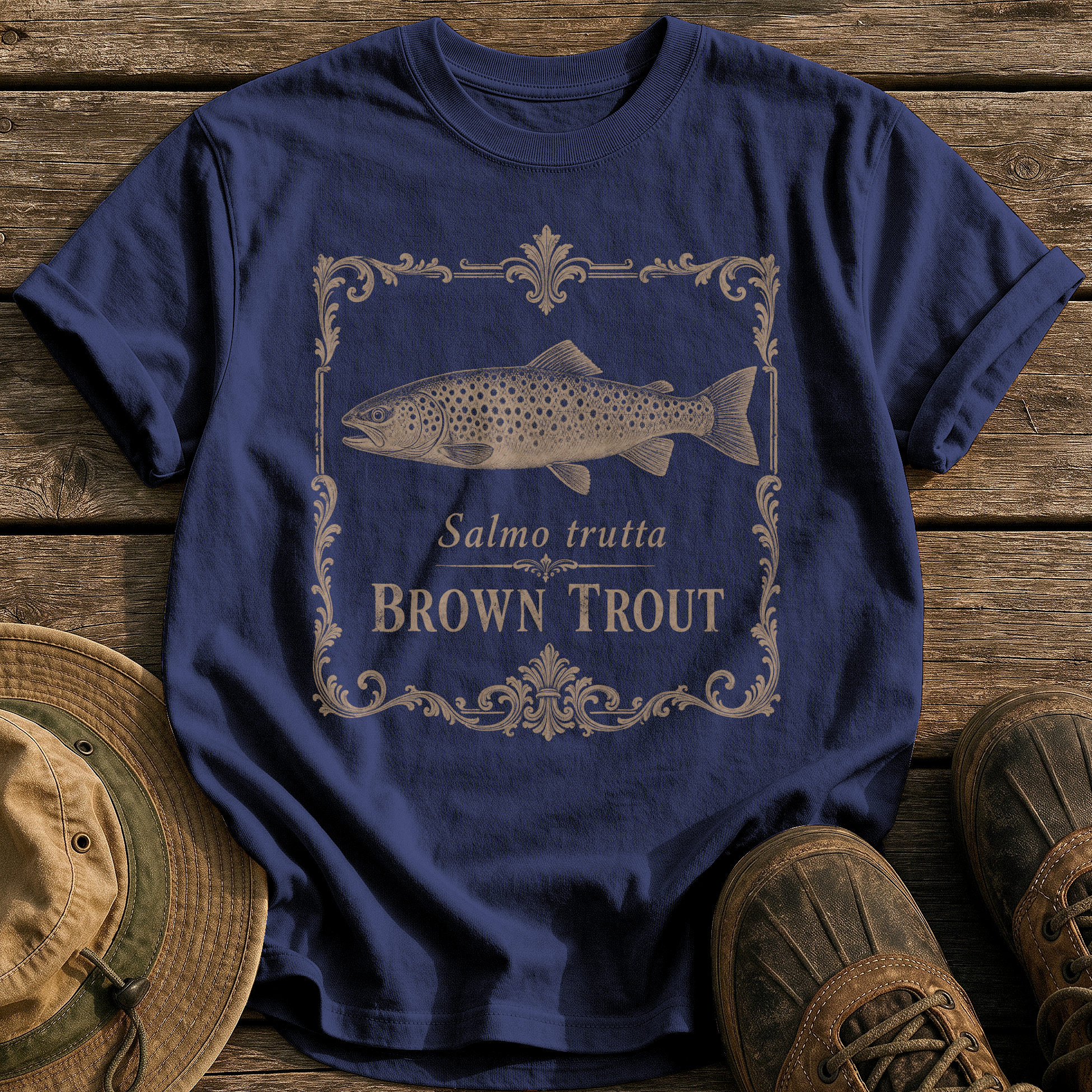 Brown Trout tee - True Navy - front