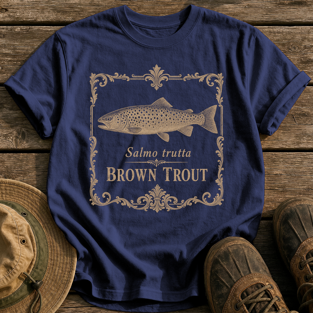Brown Trout tee - True Navy - front