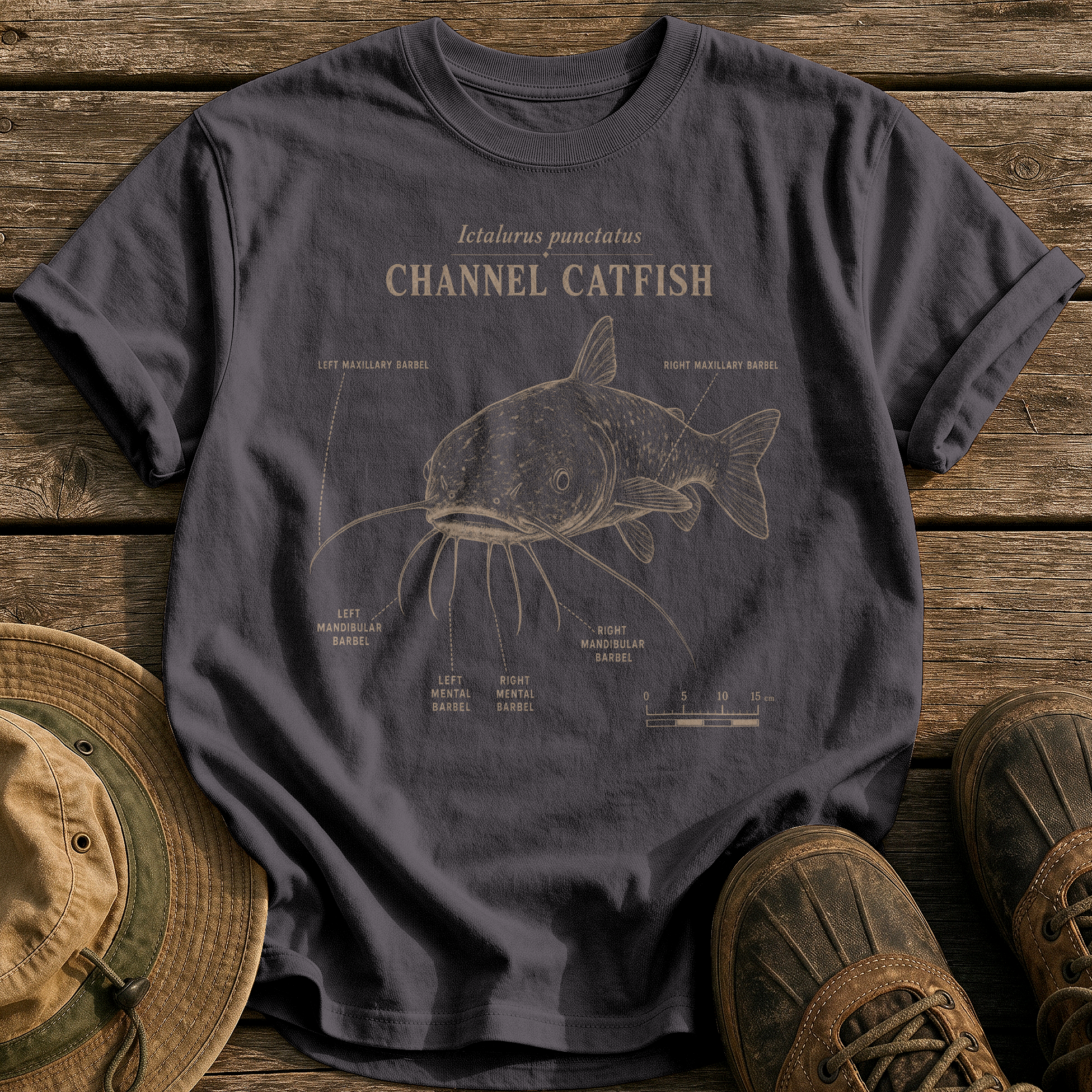 Channel Catfish tee - Graphite - front