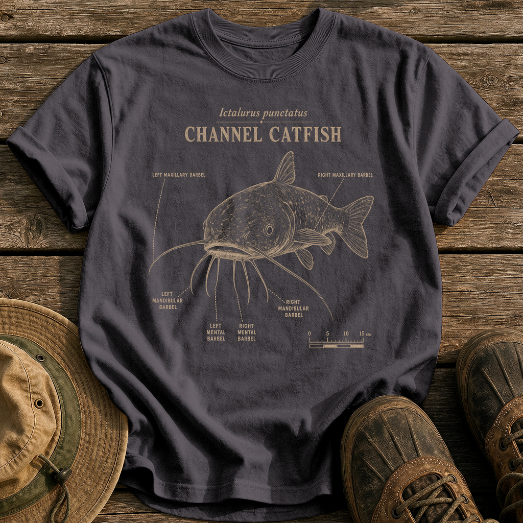 Channel Catfish tee - Graphite - front