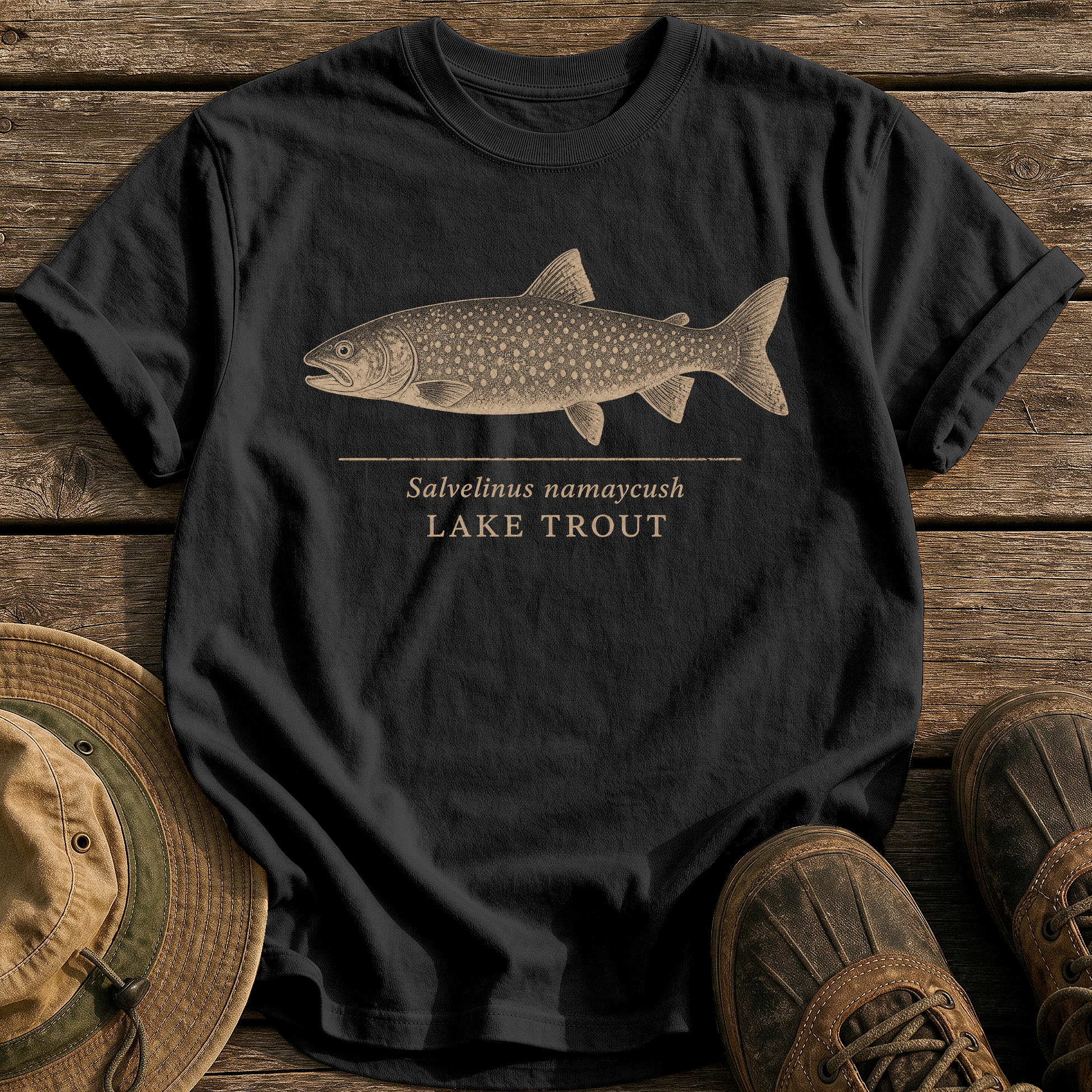 Lake Trout tee - Black - front