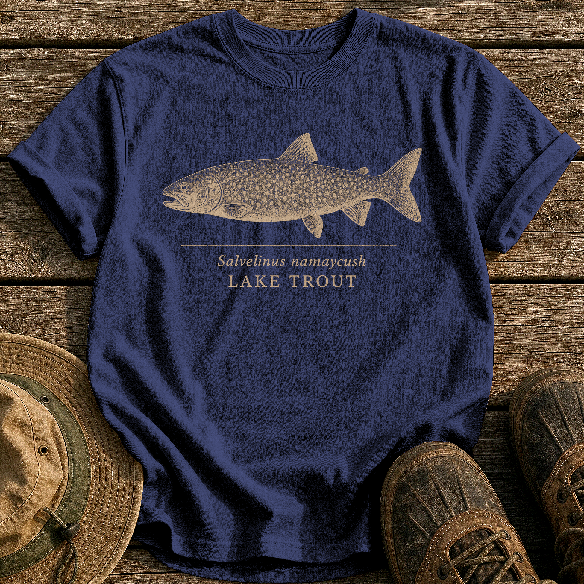 Lake Trout tee - True Navy - front