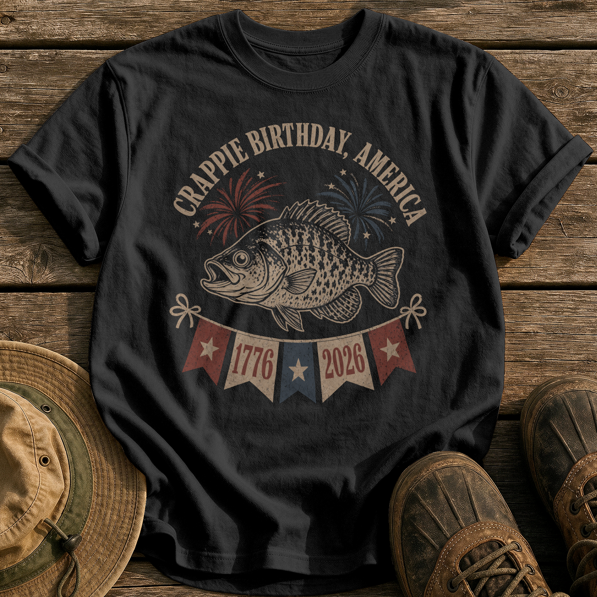 Crappie Birthday America tee - Black - front