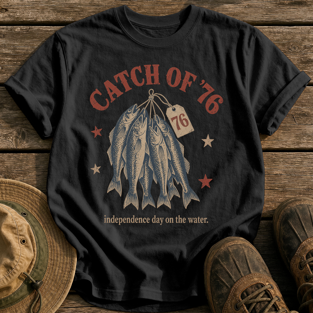Catch of '76 tee - Black - front
