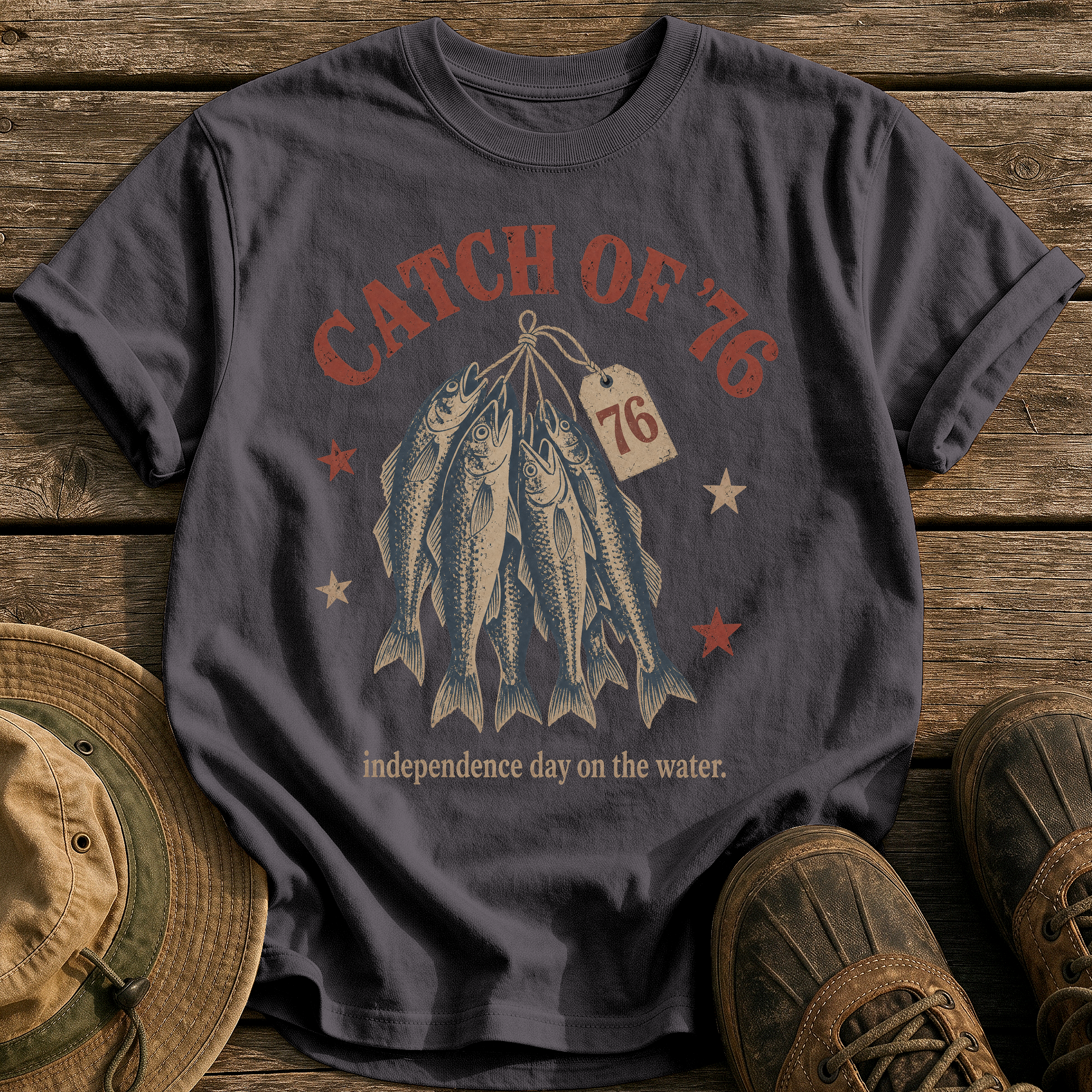 Catch of '76 tee - Graphite - front
