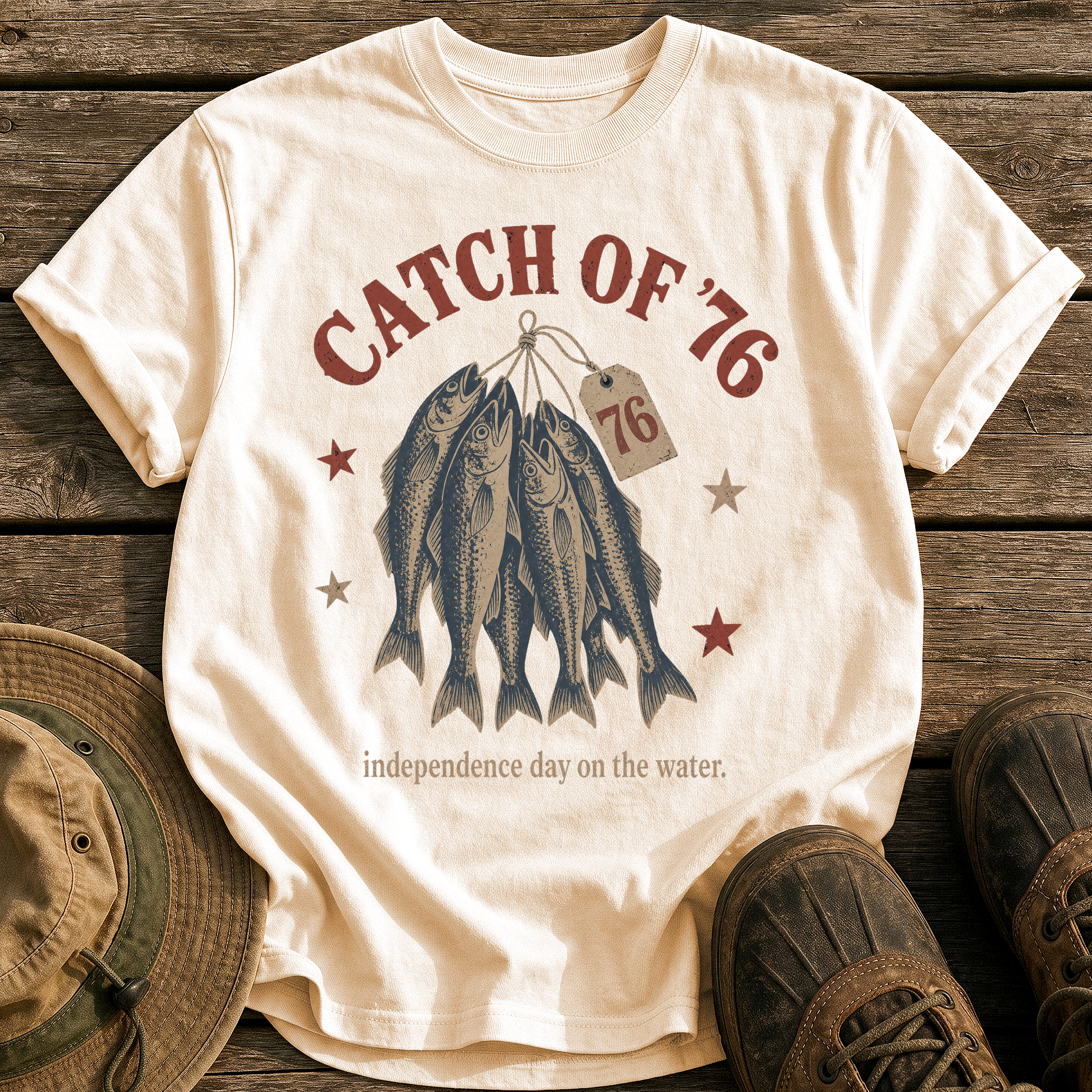 Catch of '76 tee - Ivory - front