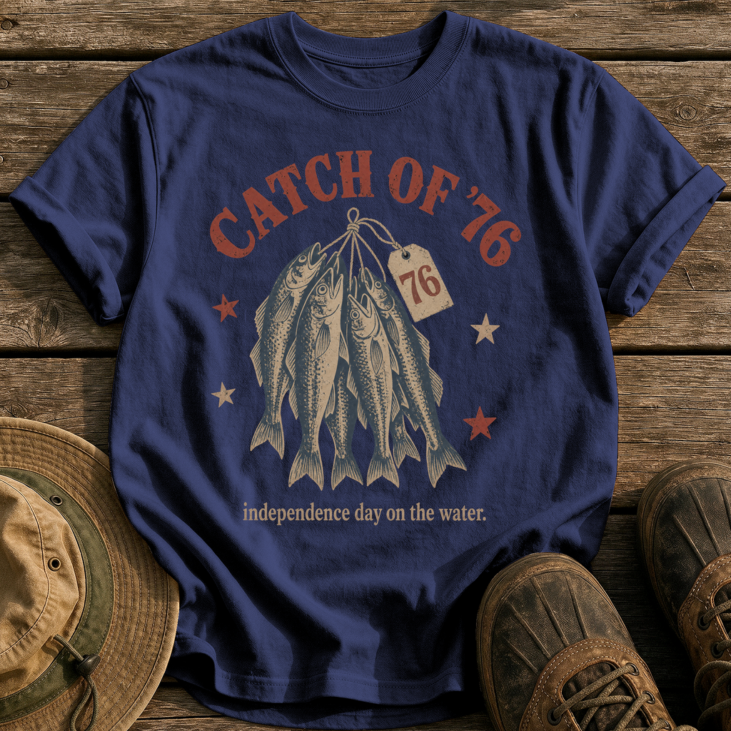Catch of '76 tee - True Navy - front