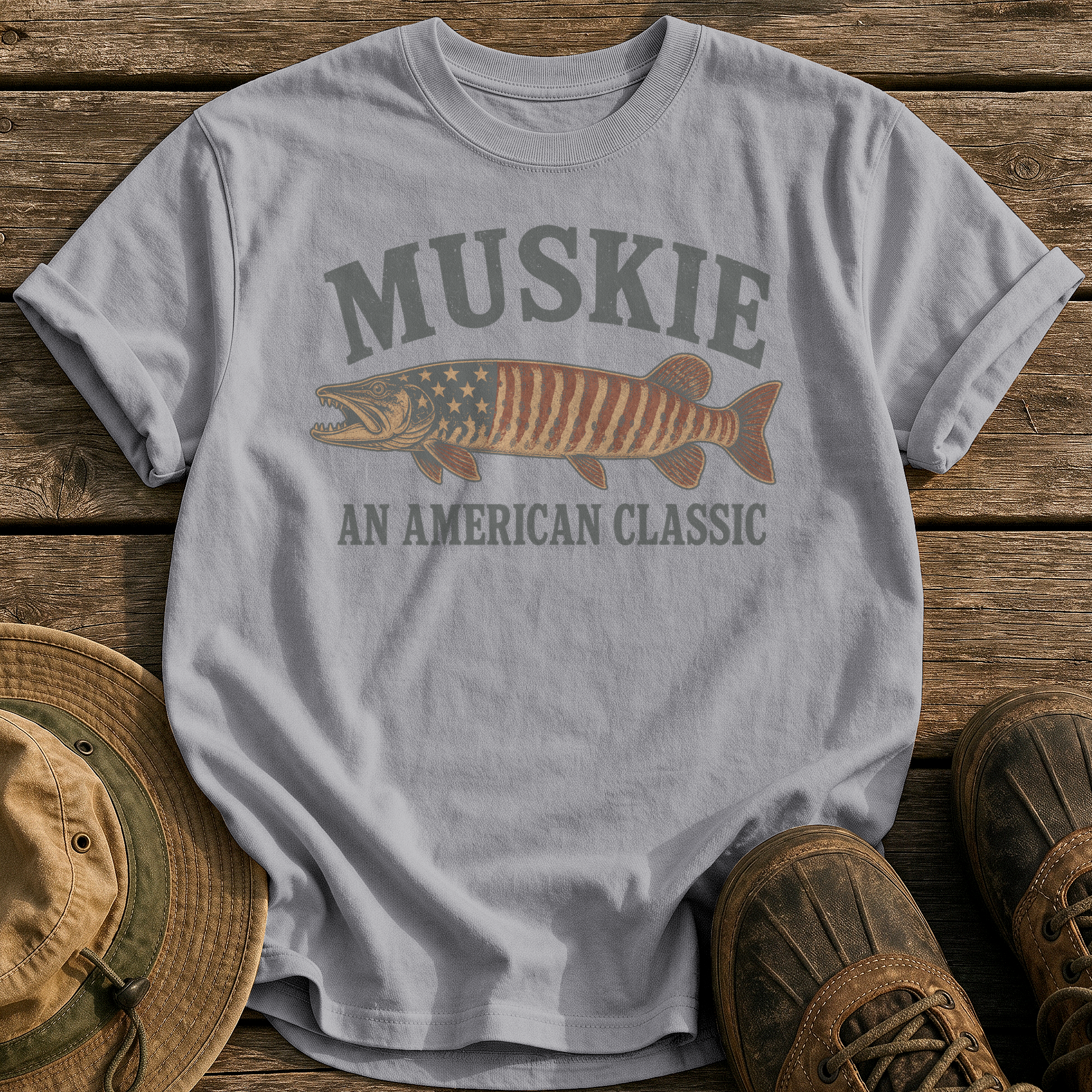 Musky, An American Classic tee - Grey - front