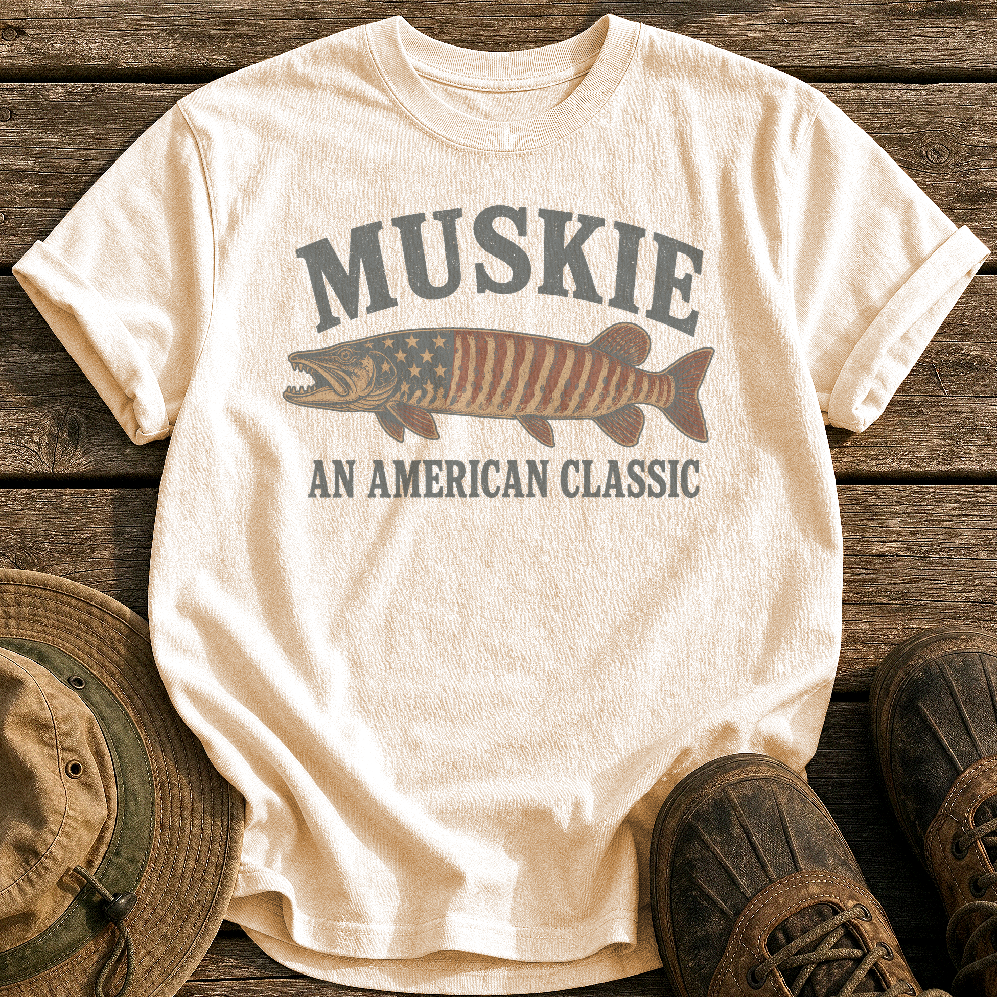 Musky, An American Classic tee - Ivory - front