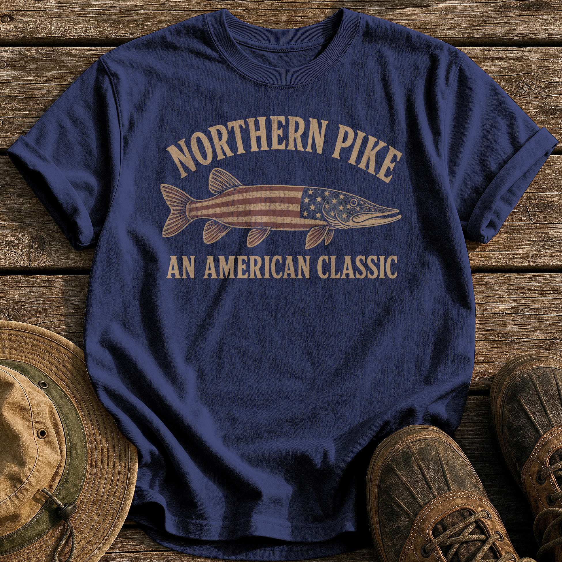 Northern Pike, American Classic tee - True Navy - front