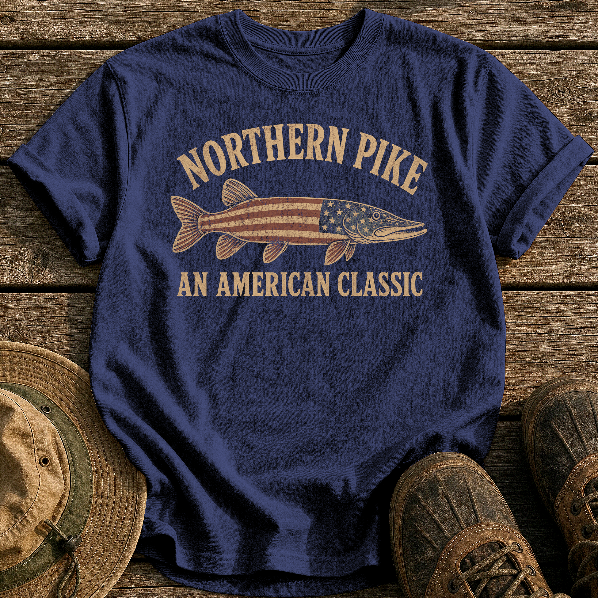 Northern Pike, American Classic tee - True Navy - front
