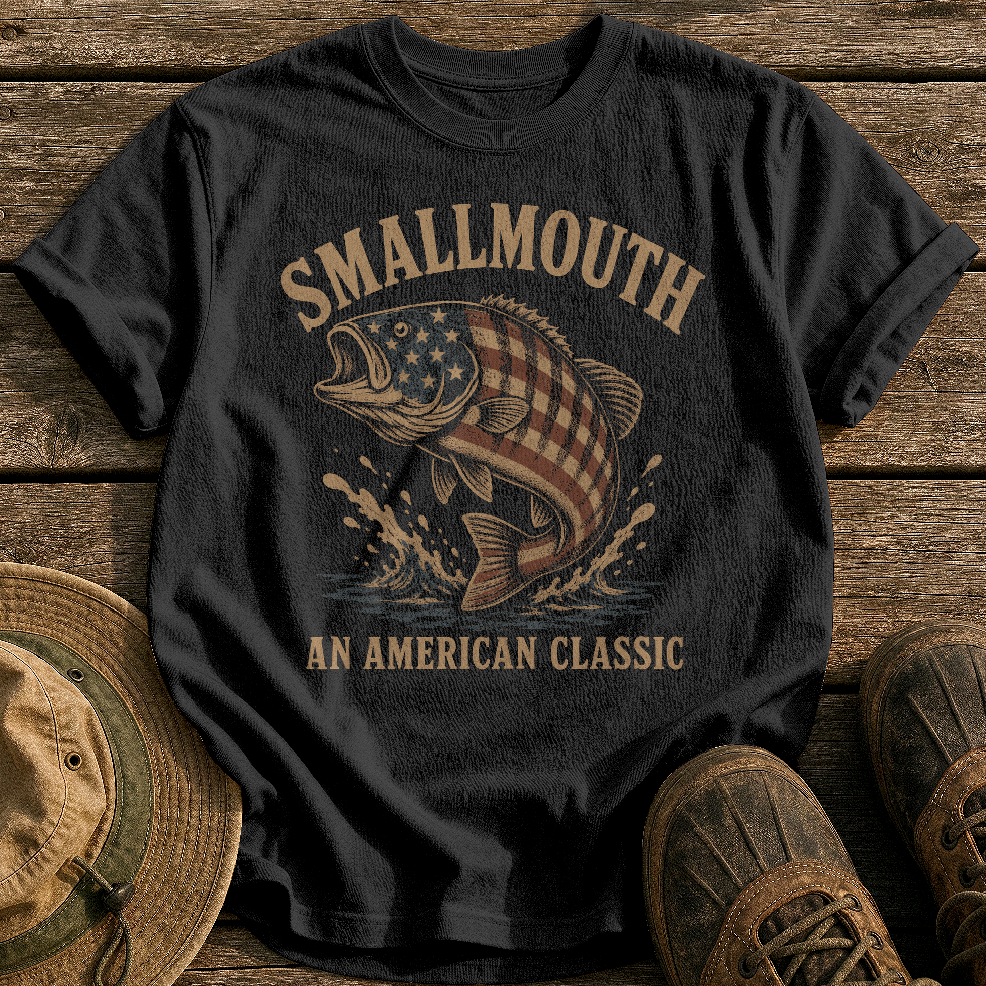 Smallmouth, American Classic tee - Black - front