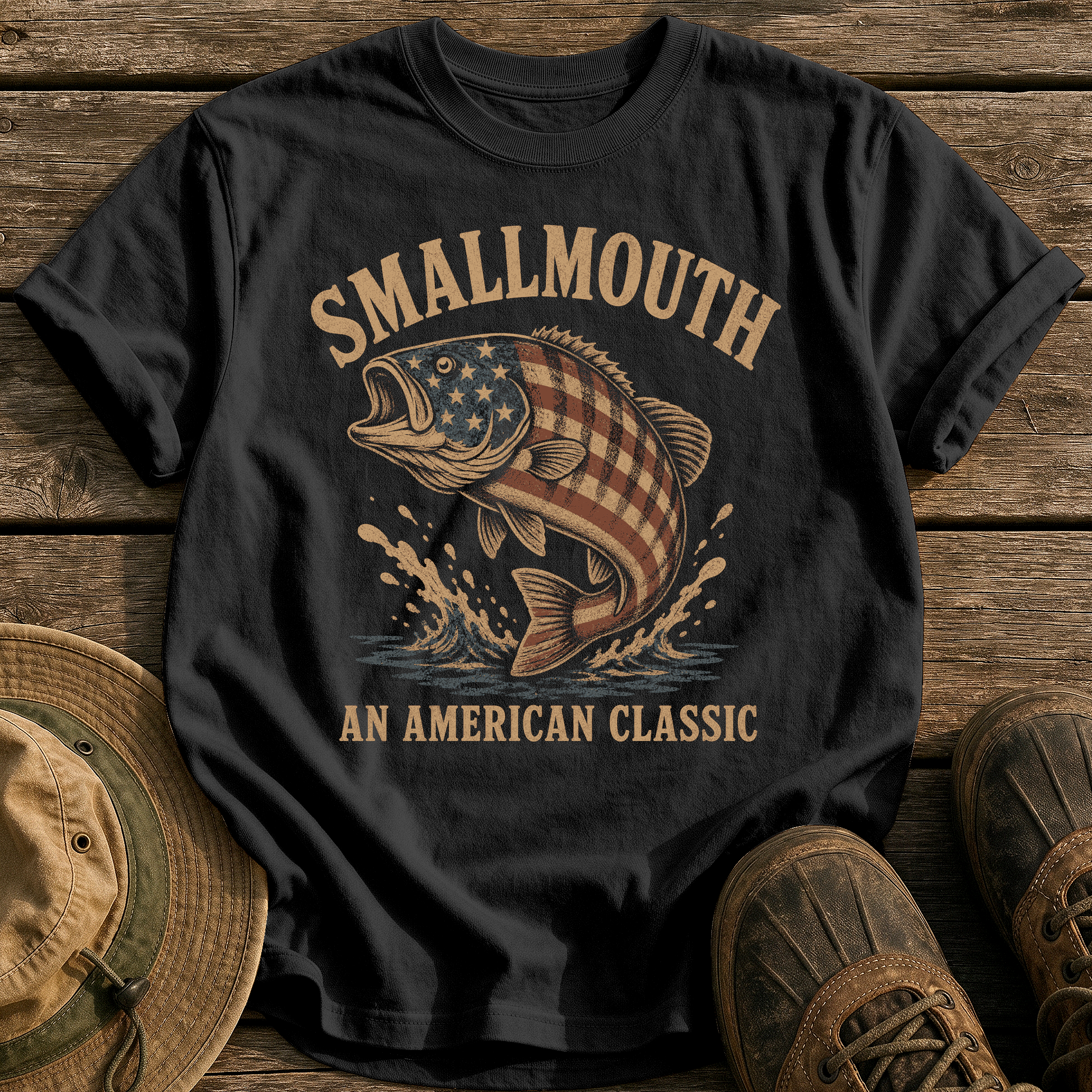 Smallmouth, American Classic tee - Black - front