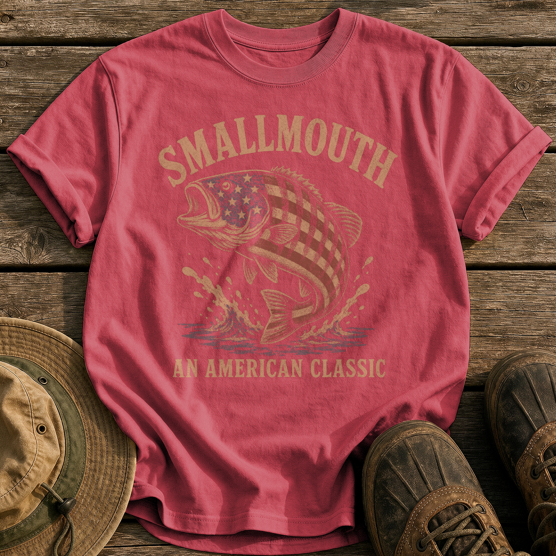 Smallmouth, American Classic tee - Chili - front