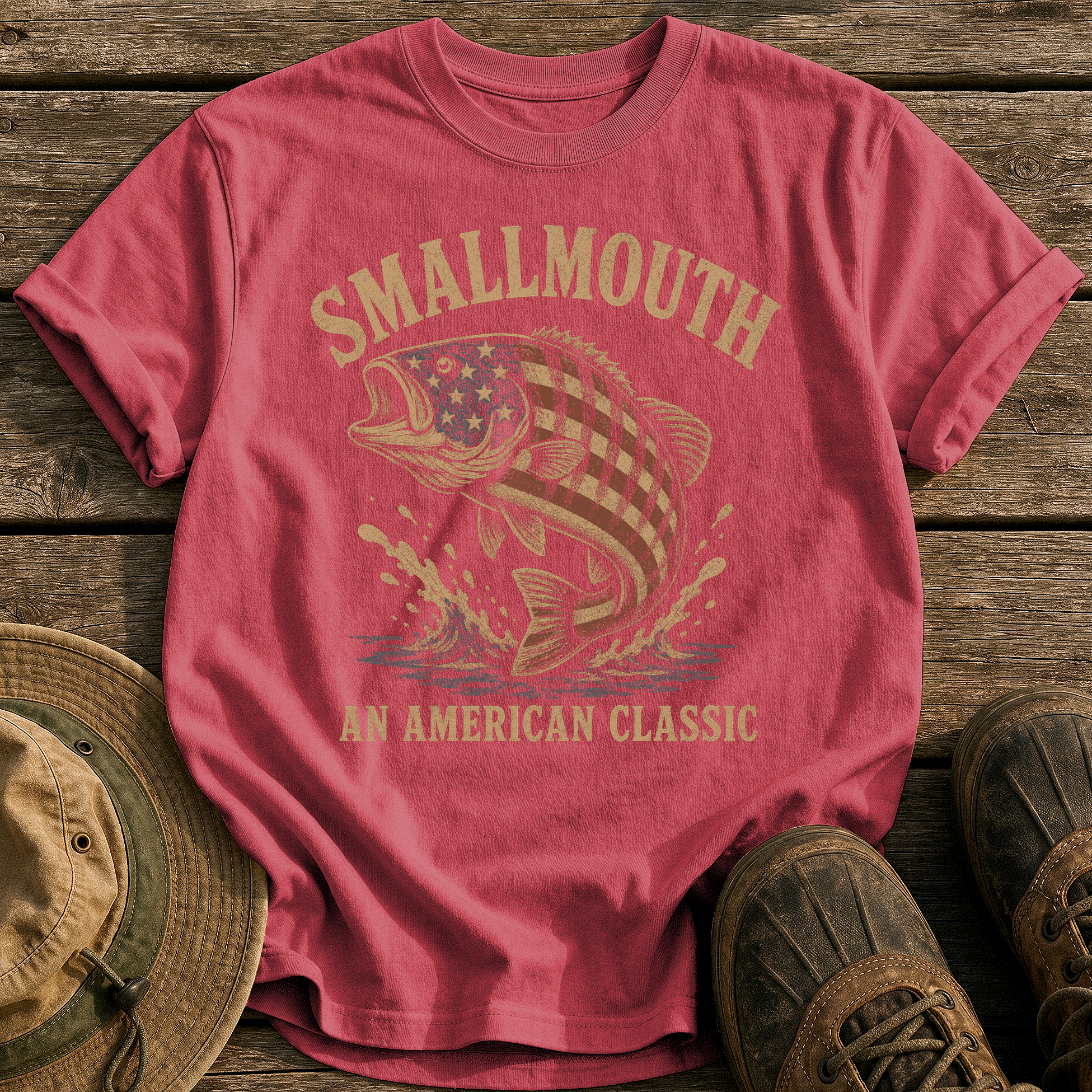 Smallmouth, American Classic tee - Chili - front