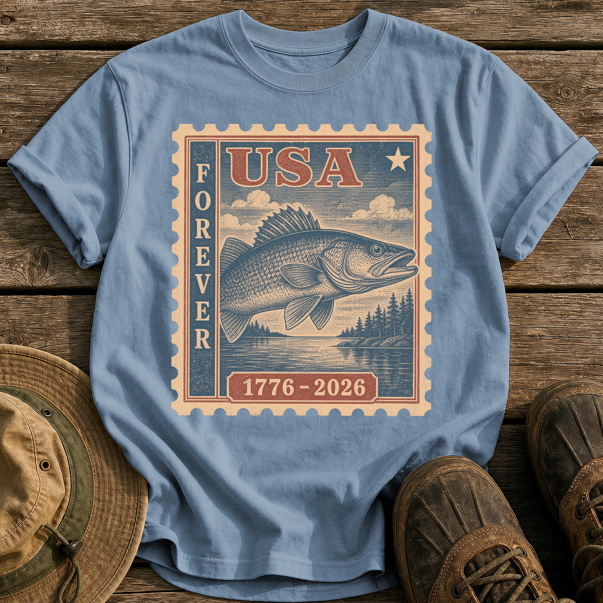 Walleye Forever tee - Blue Jean - front