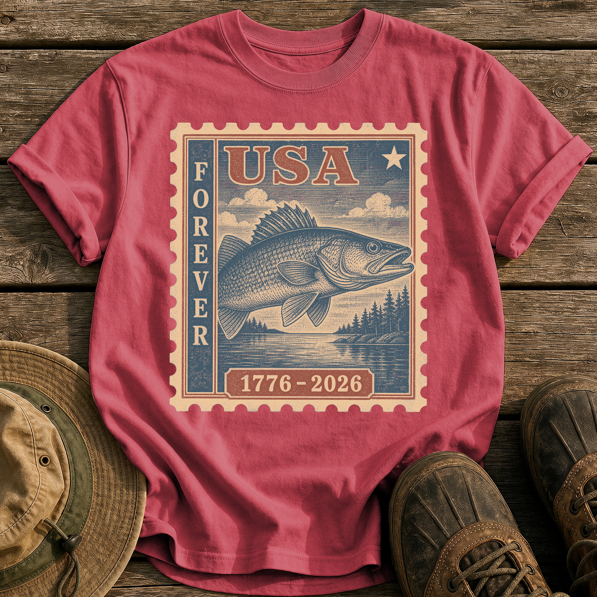 Walleye Forever tee - Chili - front