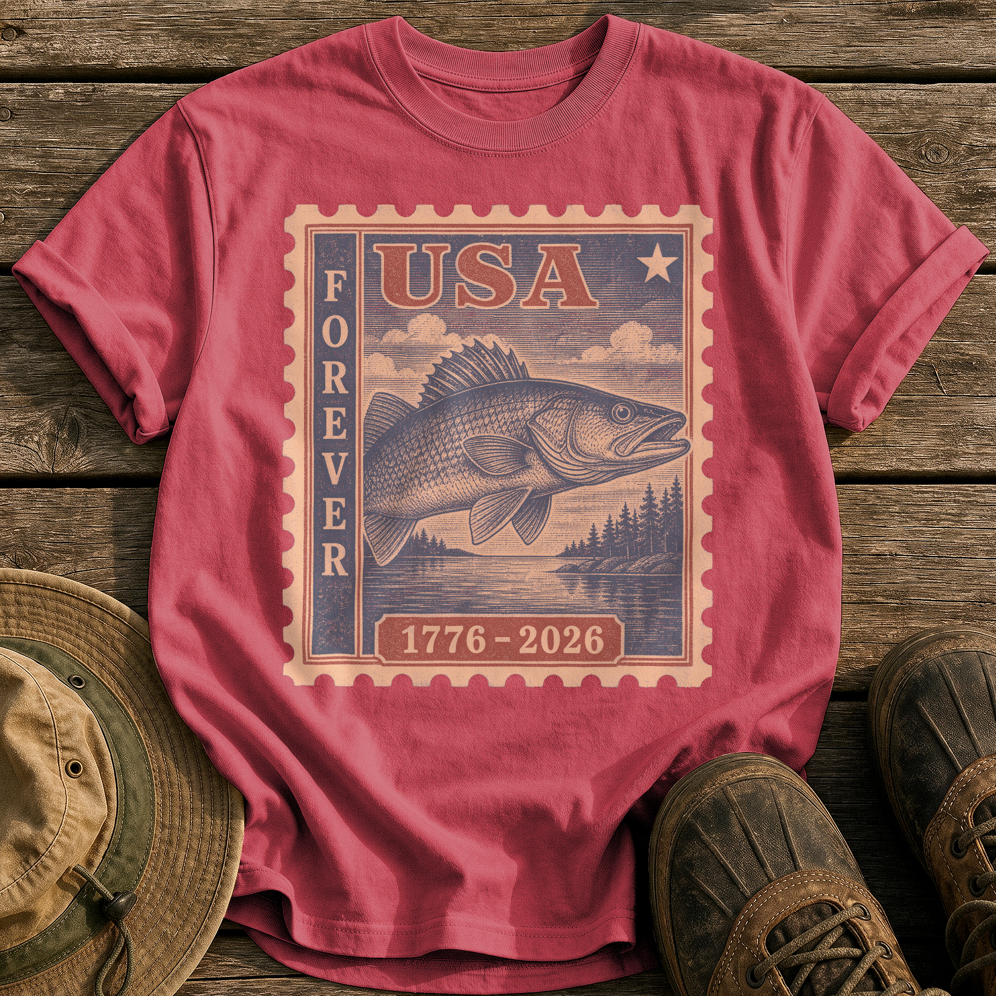 Walleye Forever tee - Chili - front
