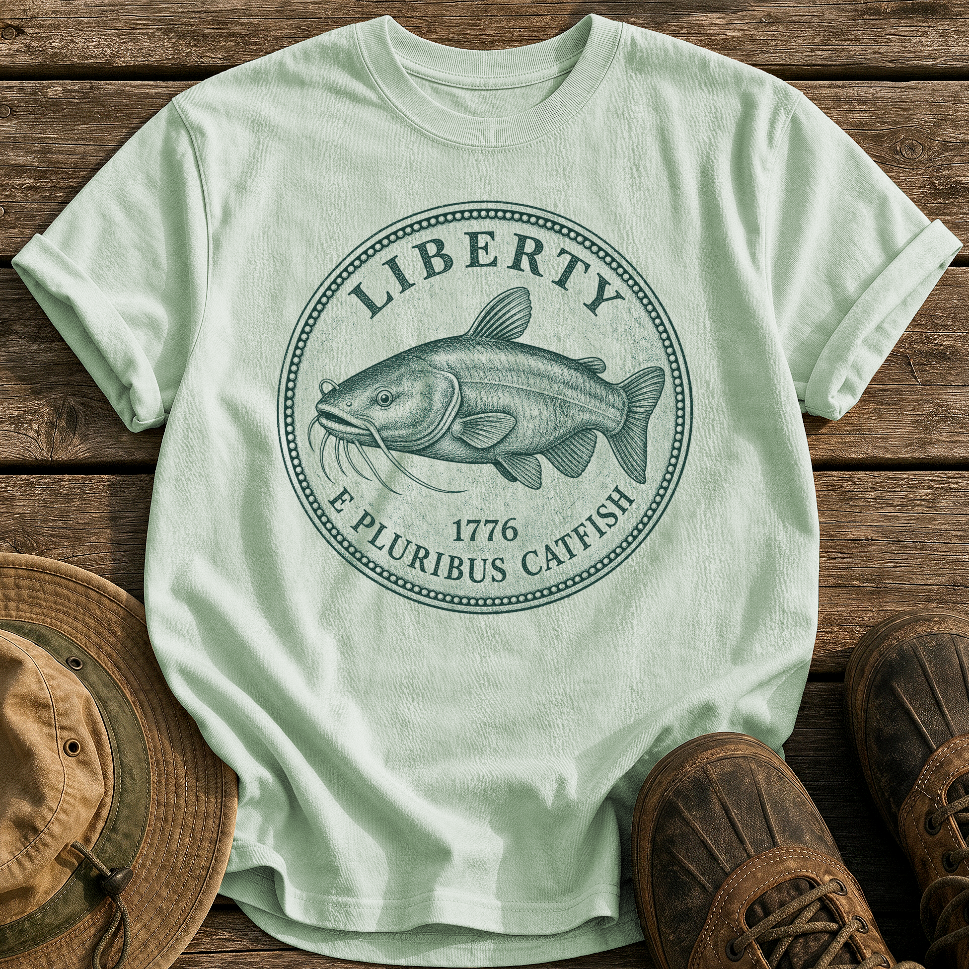 Catfish Liberty Coin tee - Bay - front