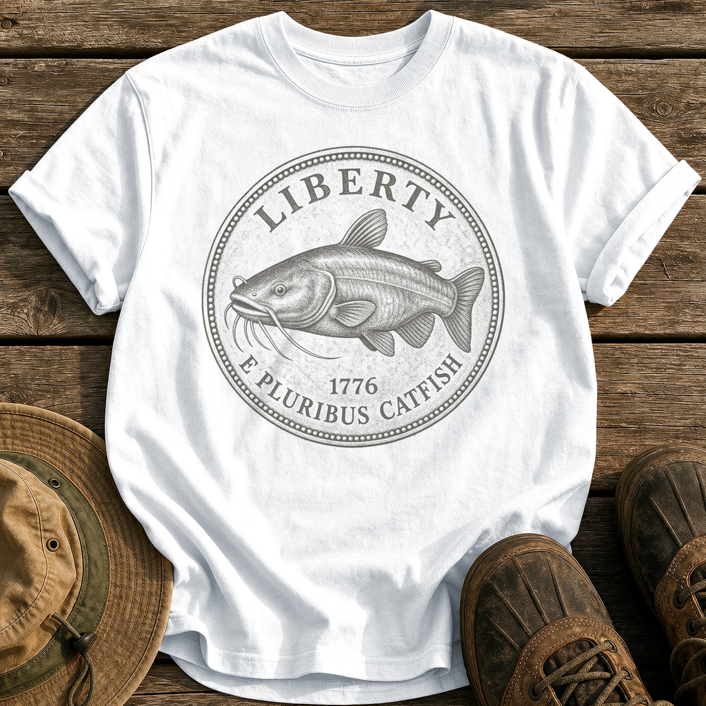 Catfish Liberty Coin tee - White - front