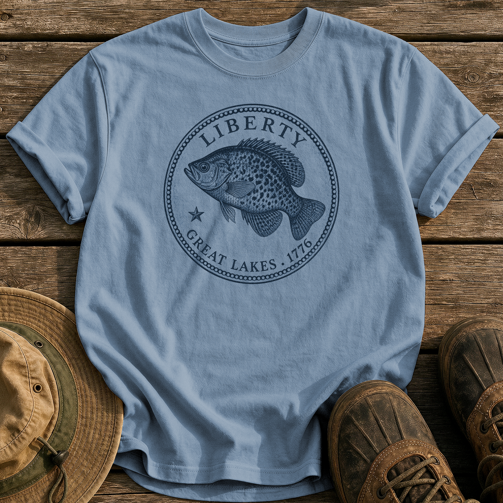 Crappie Quarter tee - Blue Jean - front