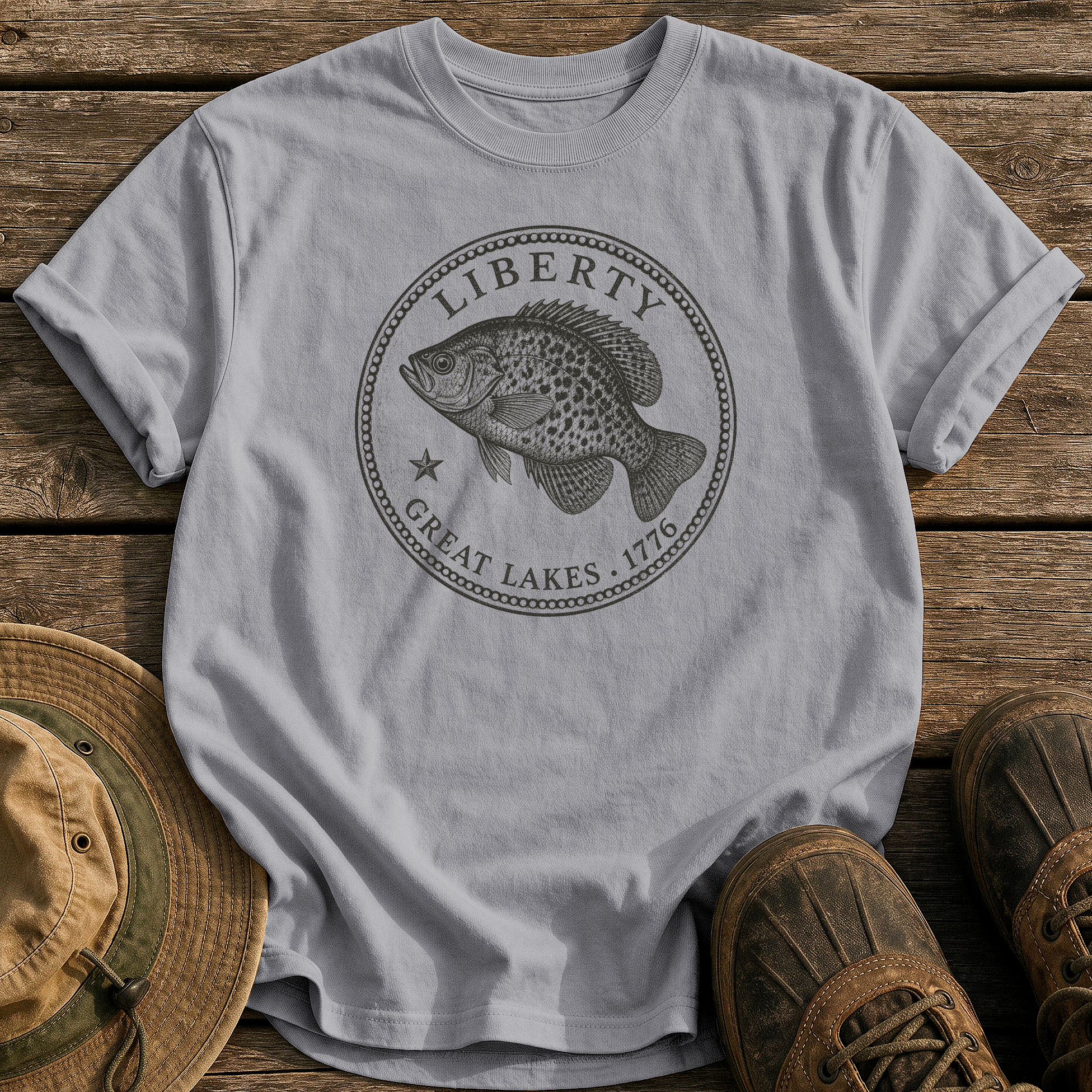 Crappie Quarter tee - Grey - front