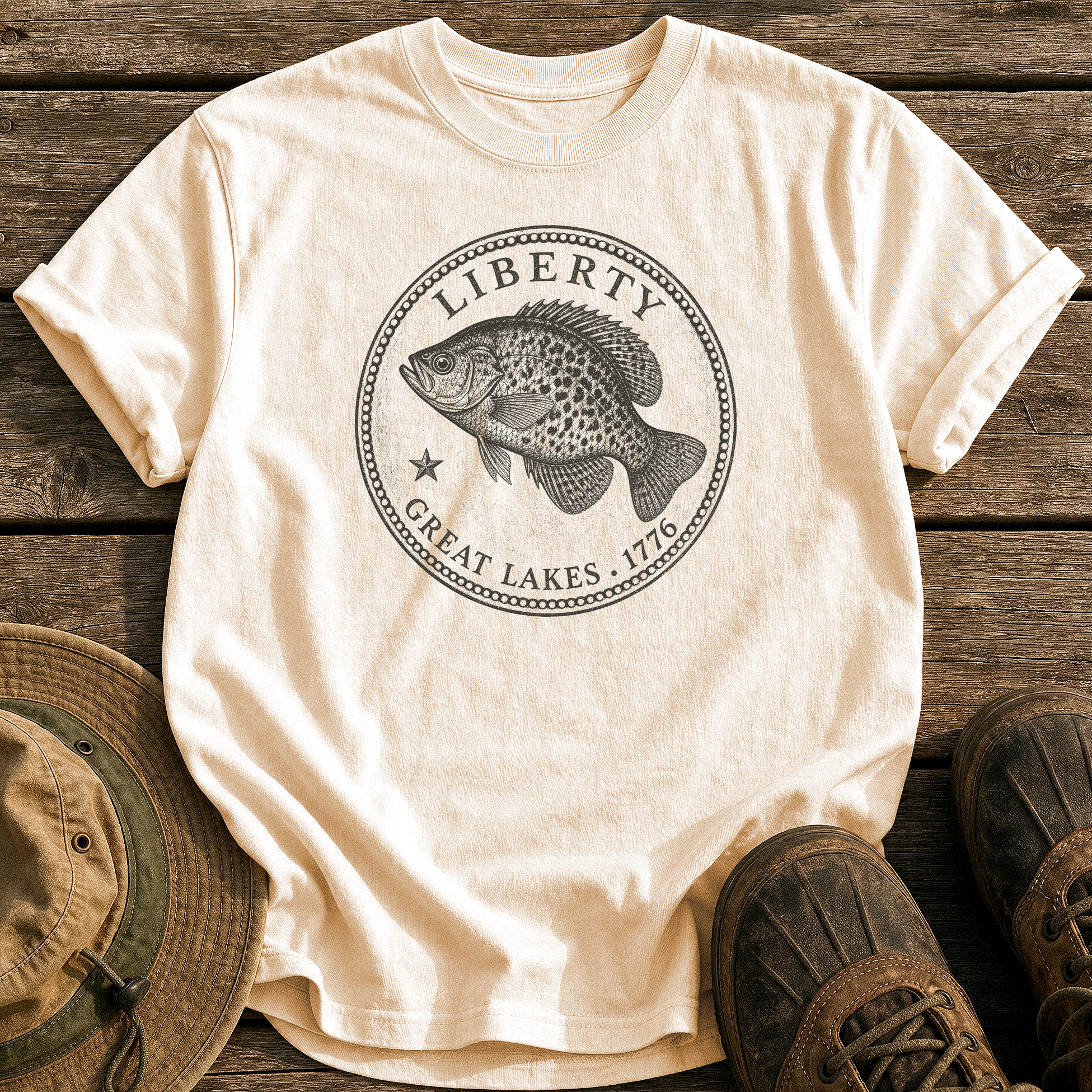 Crappie Quarter tee - Ivory - front