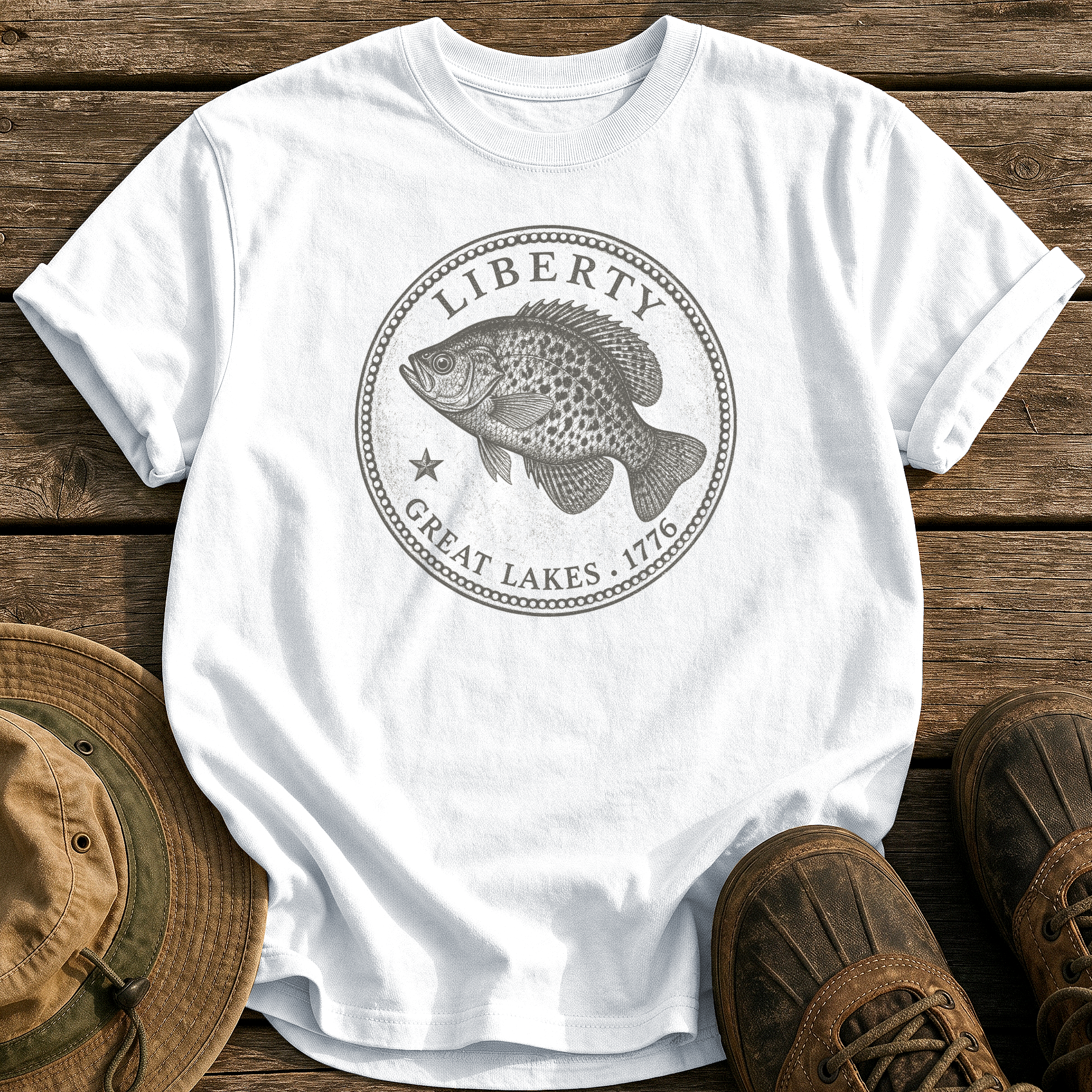 Crappie Quarter tee - White - front