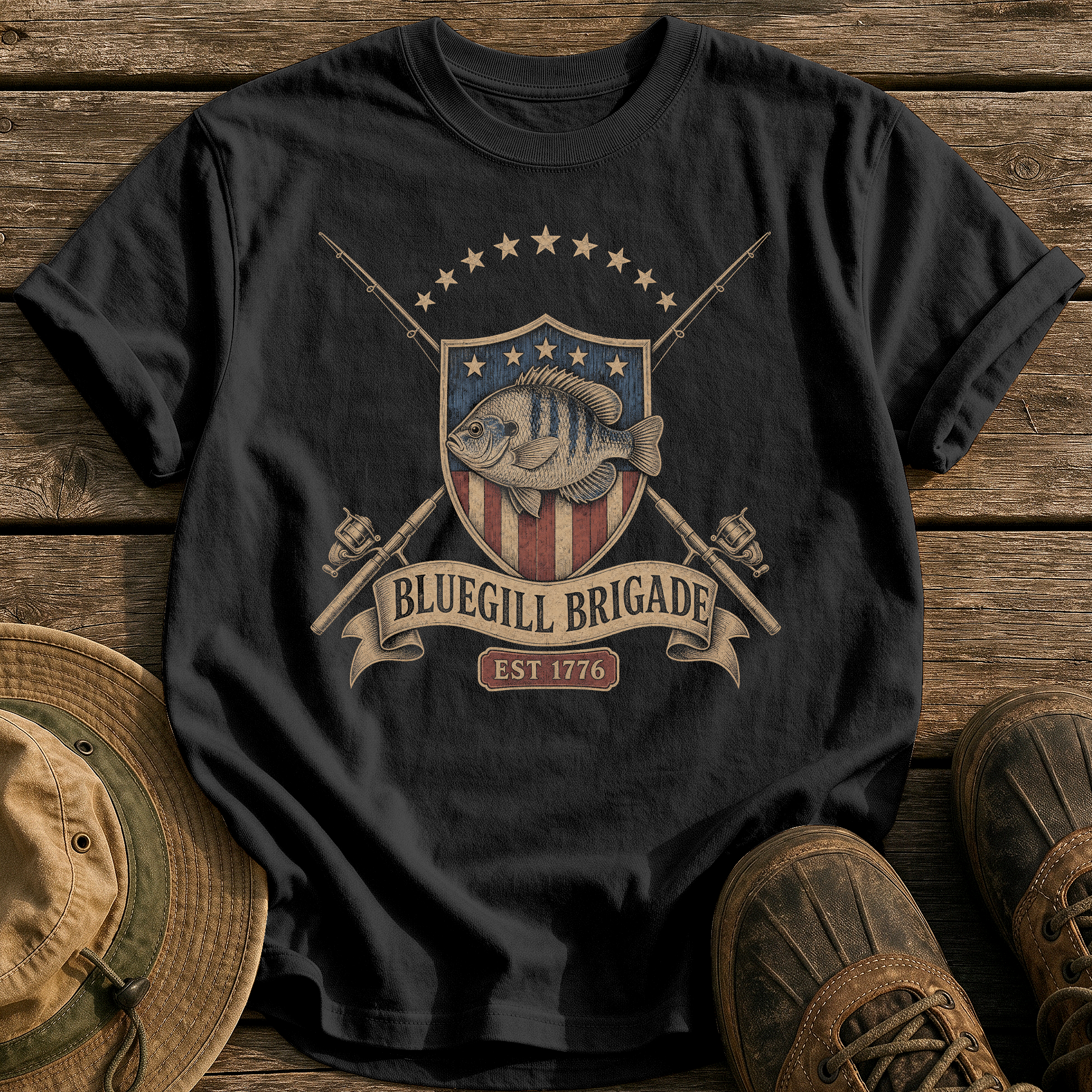 Bluegill Brigade 1776 tee - Black - front