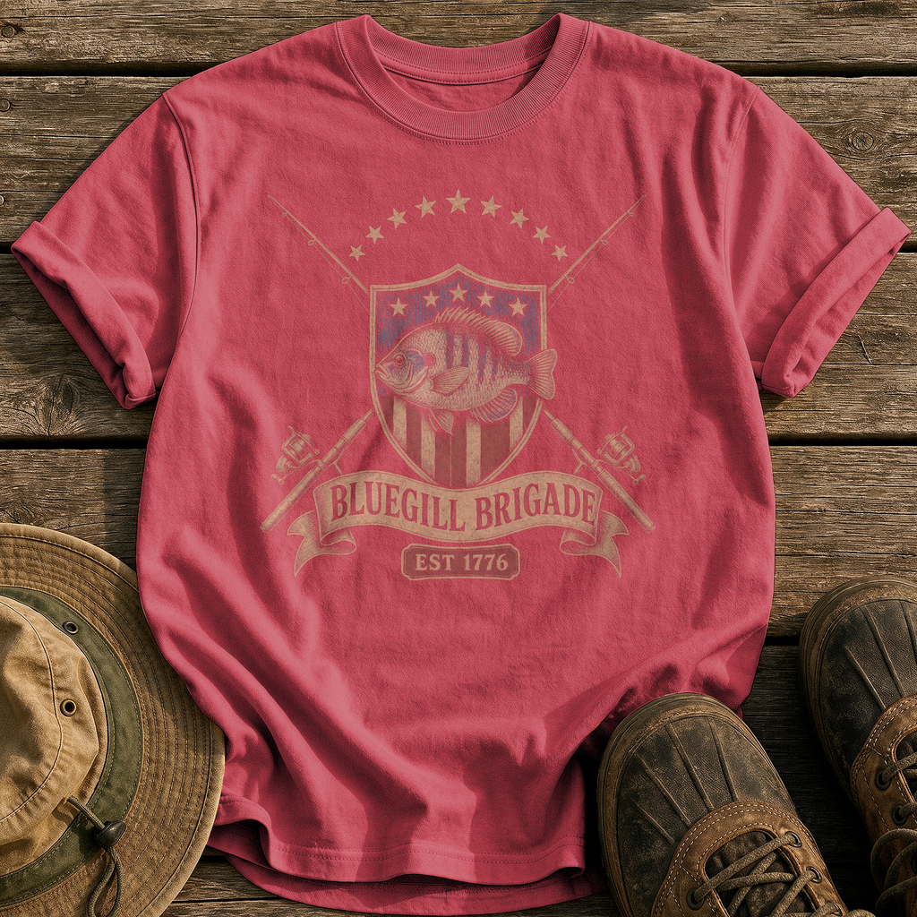 Bluegill Brigade 1776 tee - Chili - front