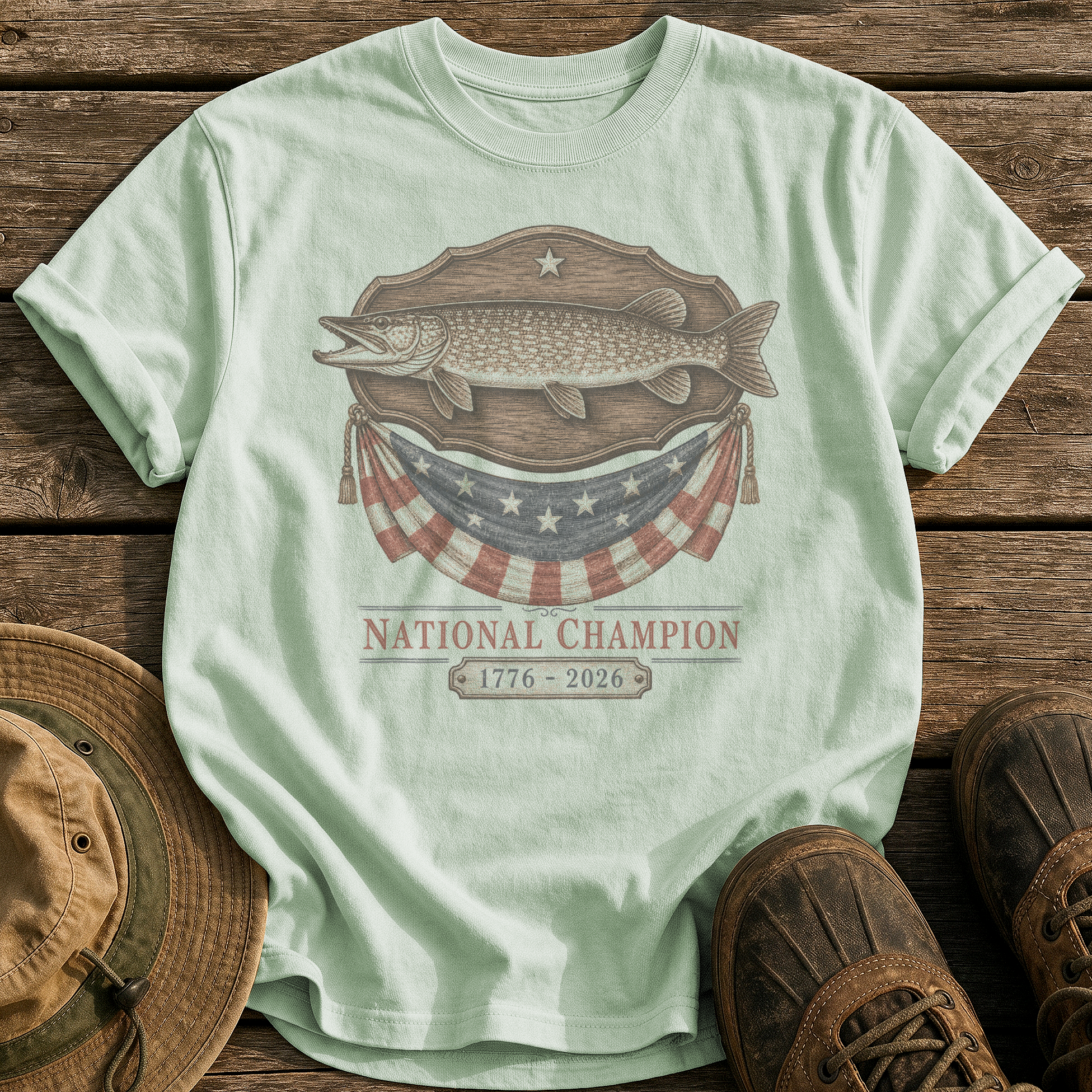 Trophy Pike, USA tee - Bay - front
